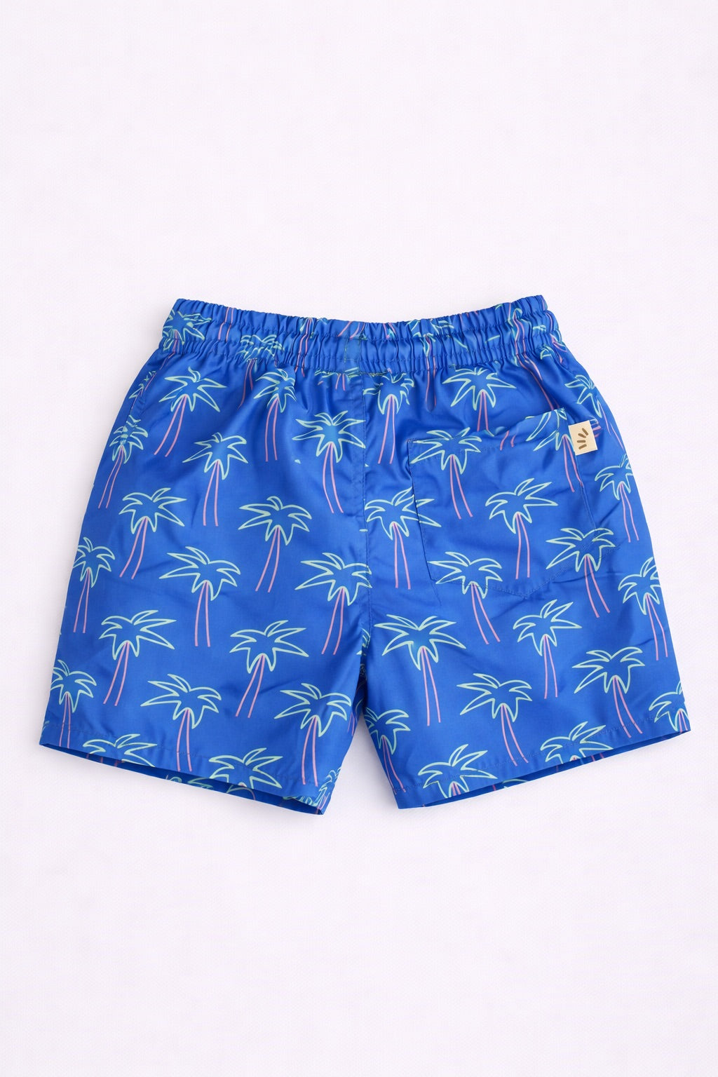 Boys Swim Shorts – Palm Tree Print Blue