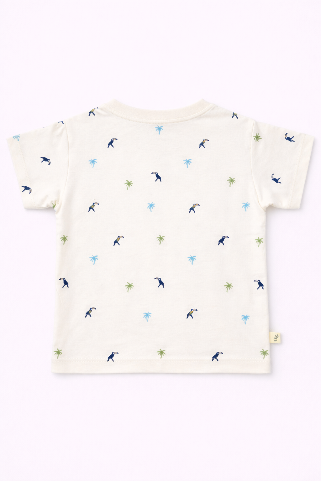 Boys Oversized Cotton T-Shirt – Bird and Palm Print White