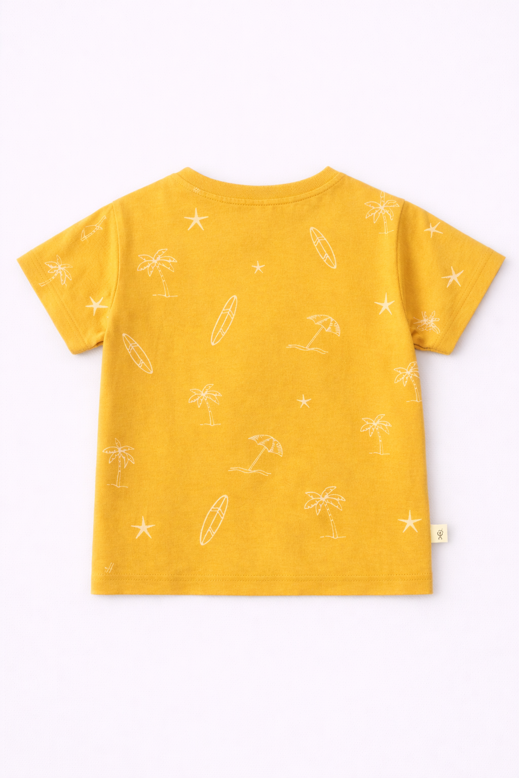 Boys Oversized Cotton T-Shirt – Beach Print Yellow