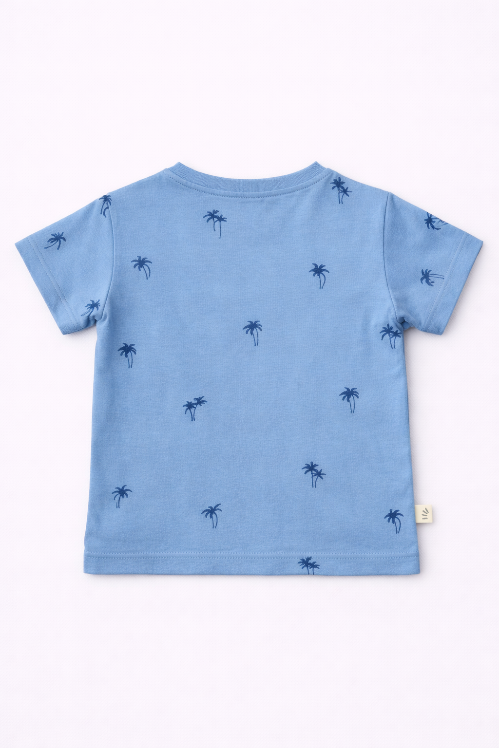 Boys Oversized Cotton T-Shirt – Palm Print Blue