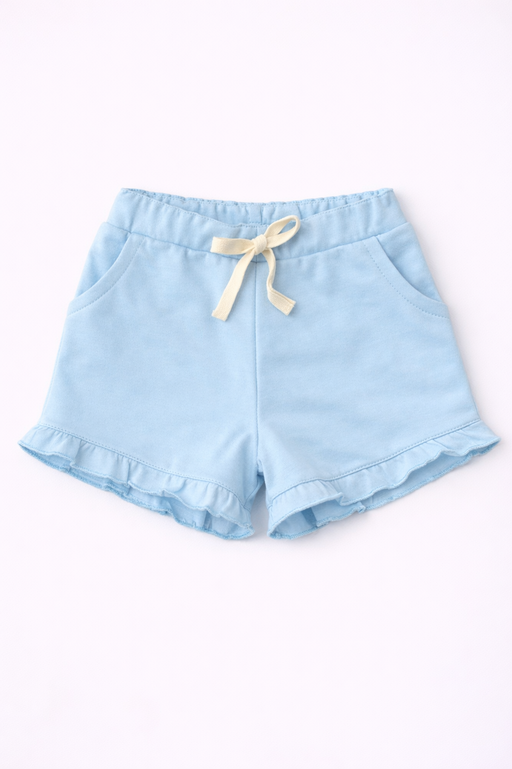Girls Cotton French Terry Shorts – Sky Blue