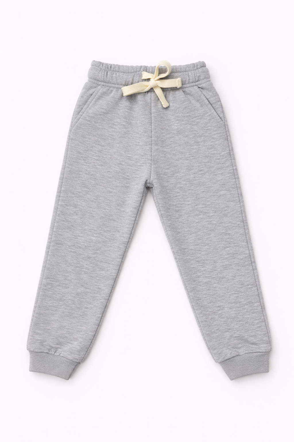 Boys Slim Fit Cotton Joggers - Light Grey