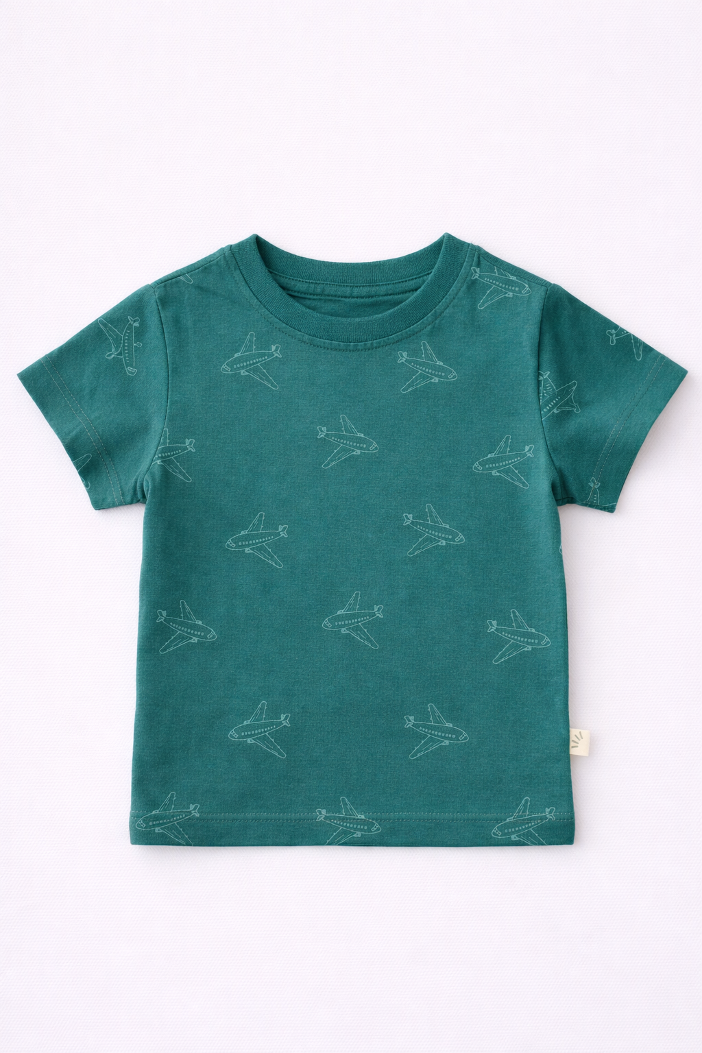 Boys Cotton T-Shirt – Aeroplane - Teal Green