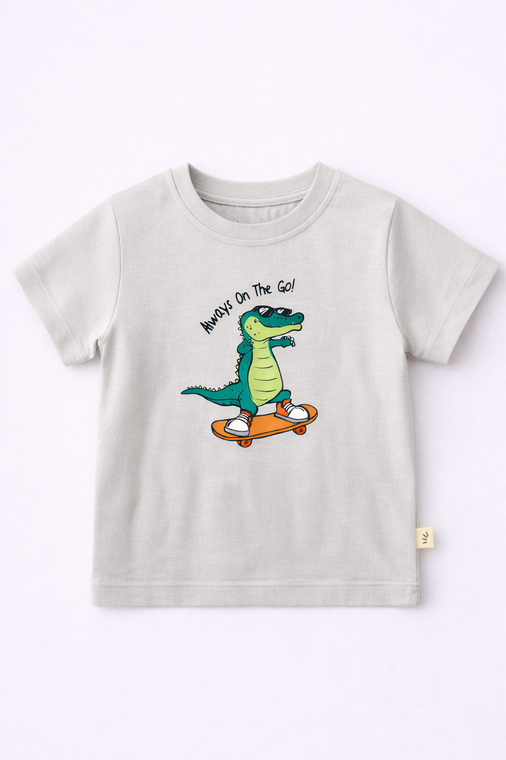 Boys Cotton T-Shirt – Dino Print Grey