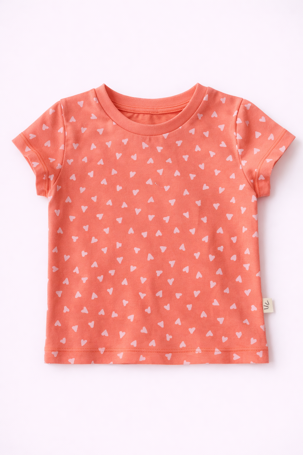 Girls Cotton T-shirt - Hearts Print Red