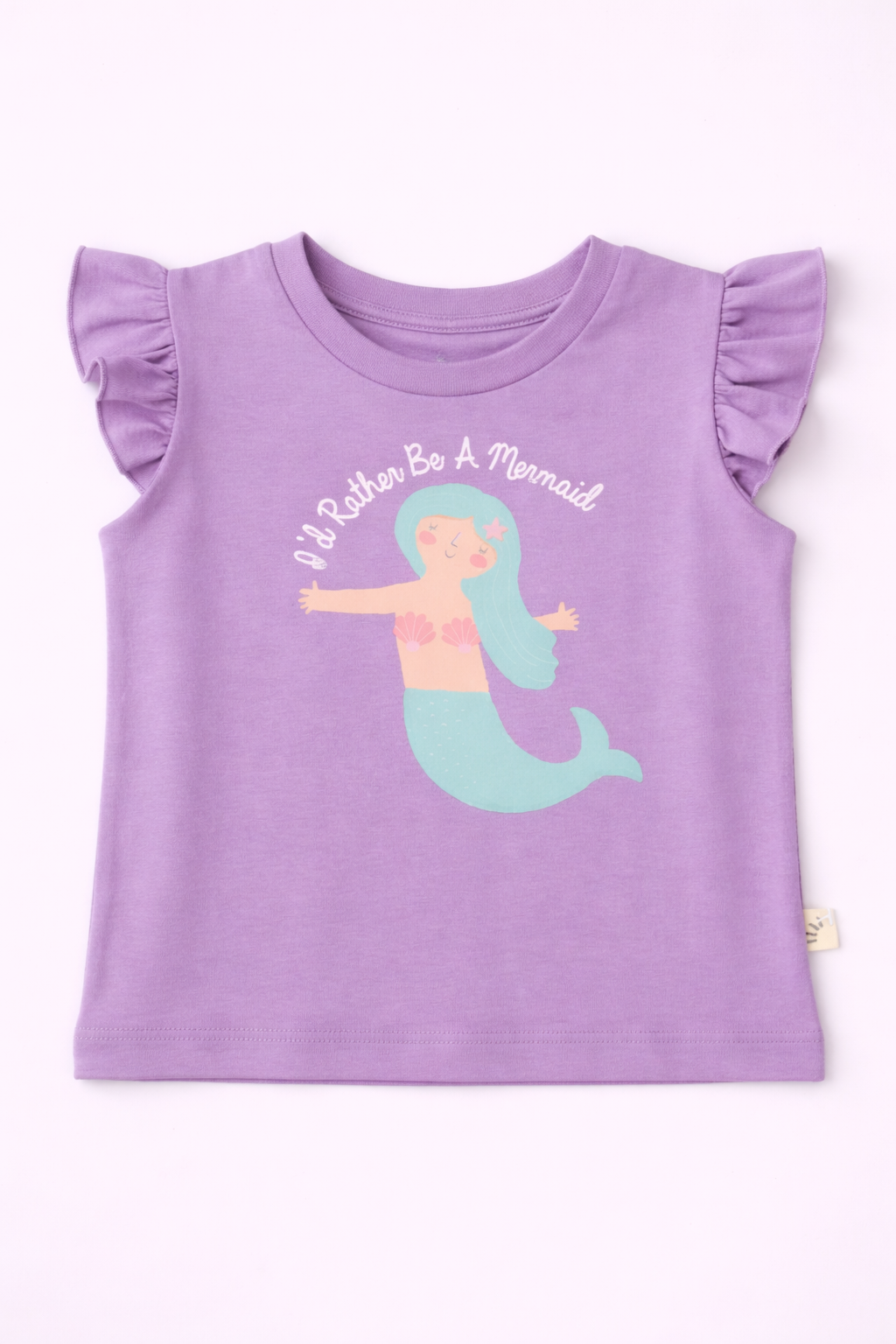 Girls Cotton T-shirt - Mermaid Print Purple