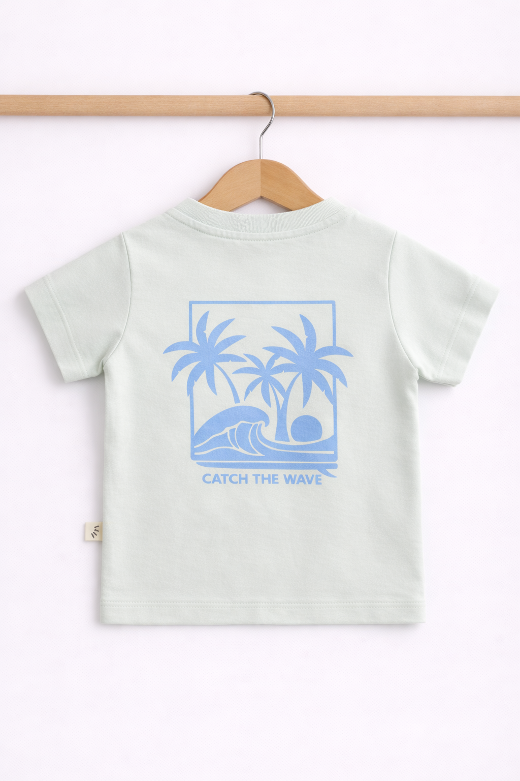 Boys Cotton T-Shirt – Catch the wave Print Light Mint