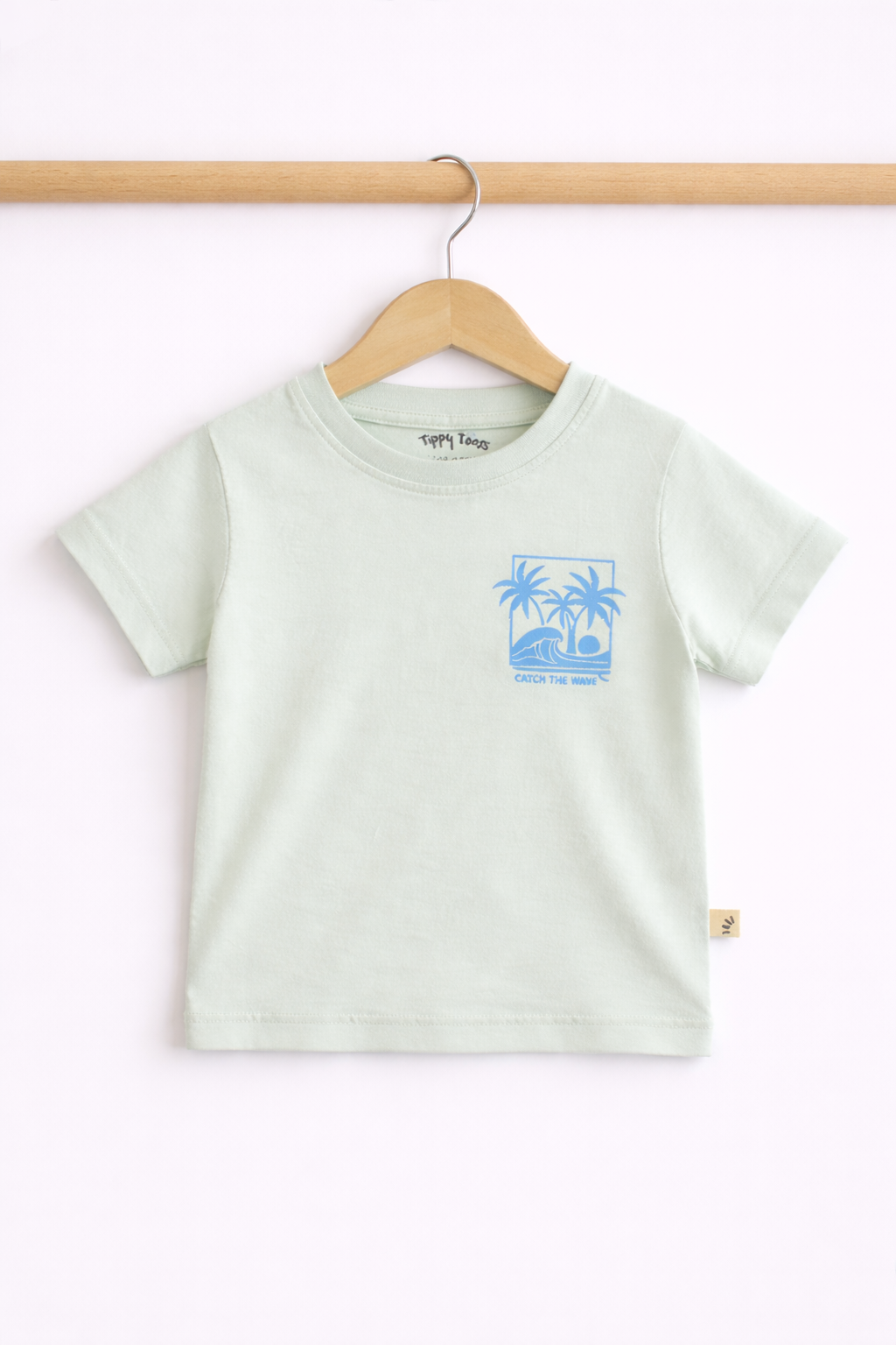 Boys Cotton T-Shirt – Catch the wave Print Light Mint