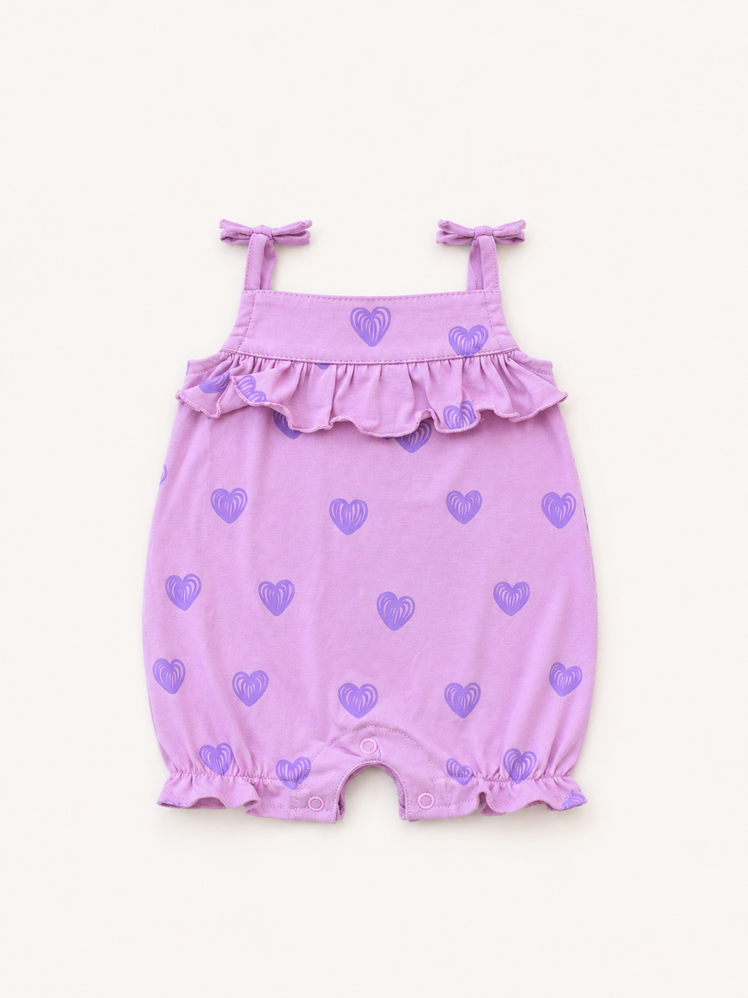 Baby Cotton Romper – Heart Print Lilac