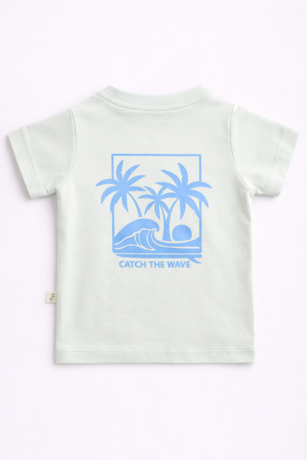 Boys Cotton T-Shirt – Catch the wave Print Light Mint