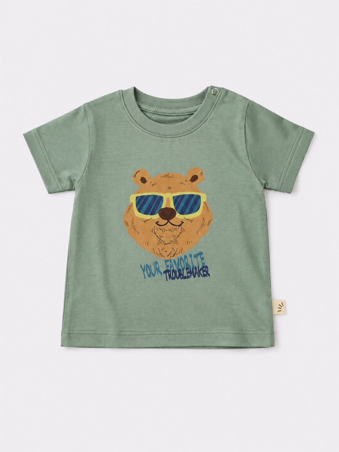Baby Boys Cotton T-Shirt – Cool Bear Mint