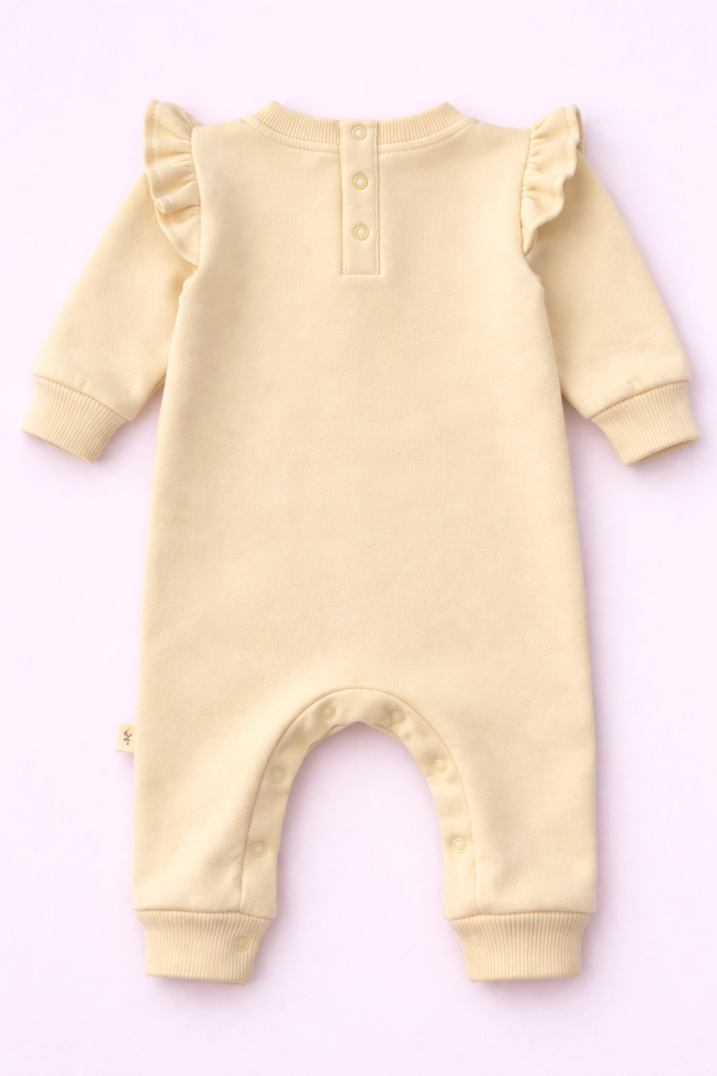 Baby Fleece Cotton Romper – Bunny Print Soft Yellow