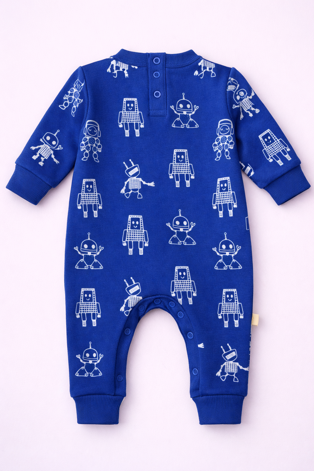 Baby Fleece Cotton Romper – Robot Print Blue