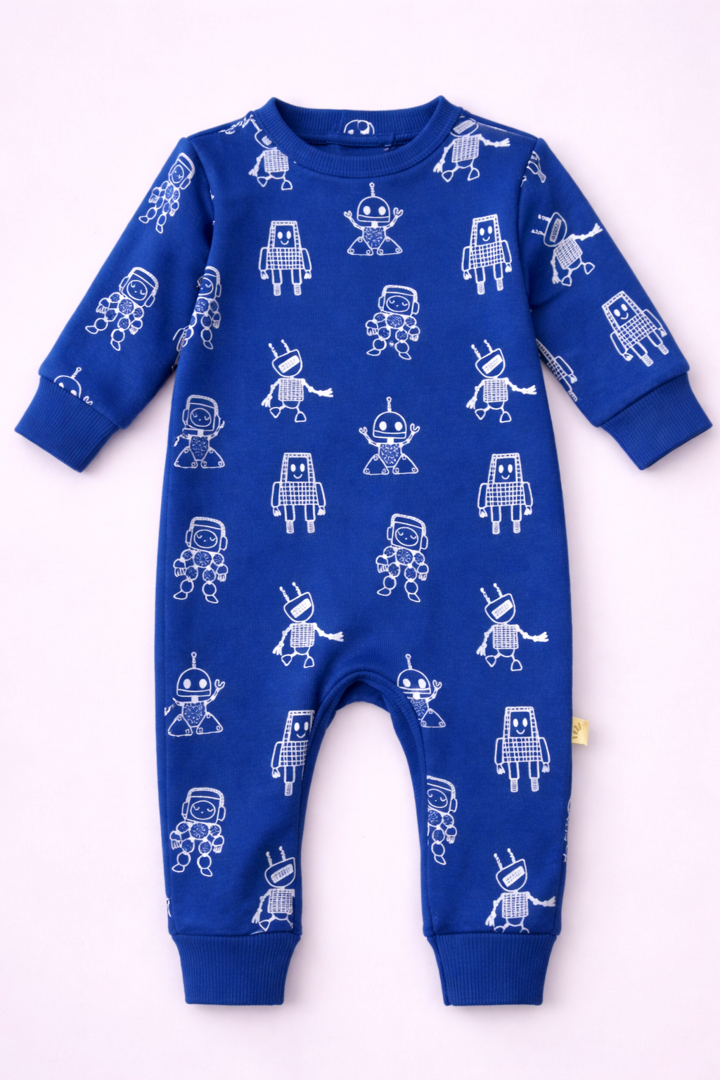 Baby Fleece Cotton Romper – Robot Print Blue