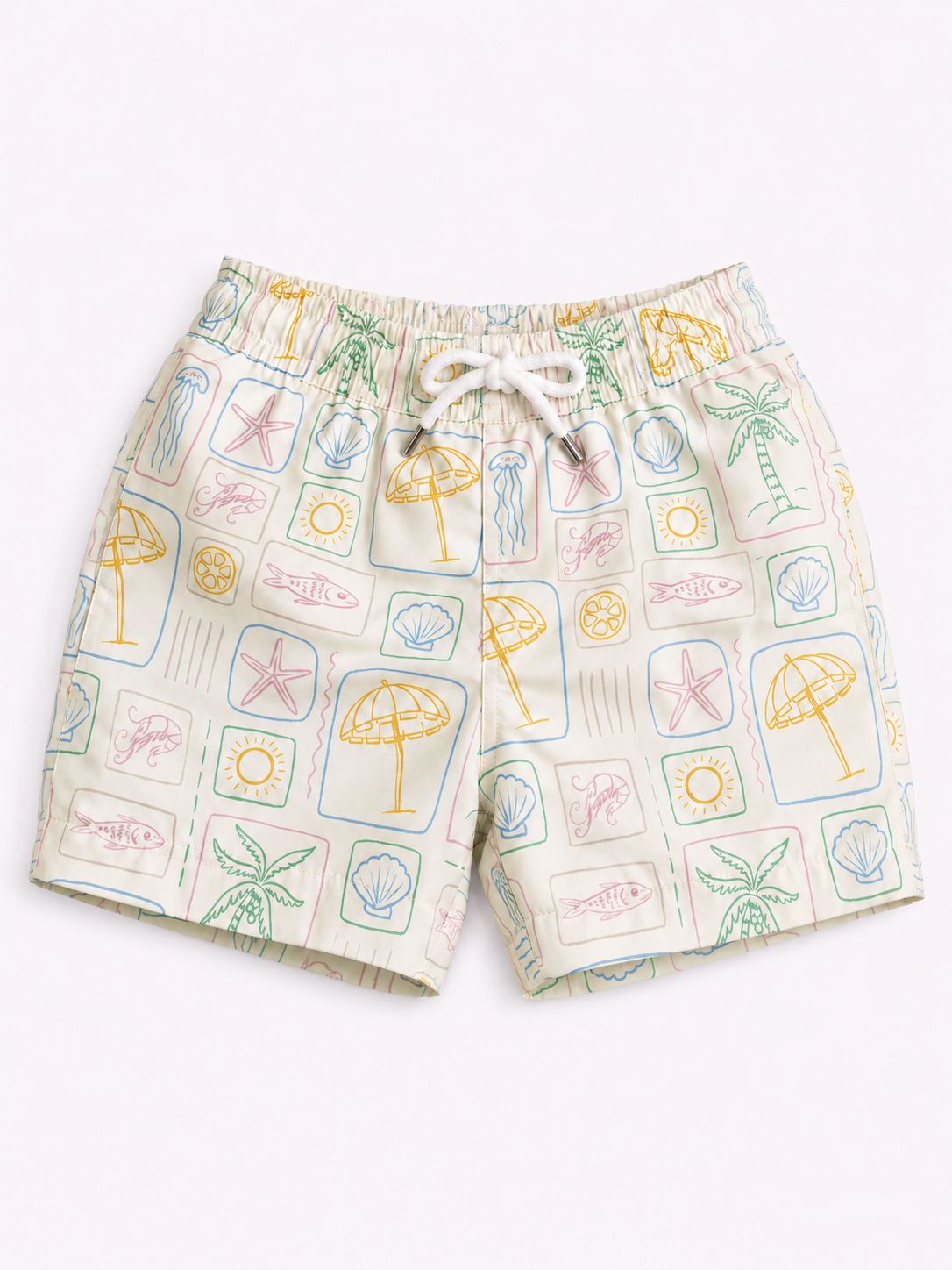Boys Swim Shorts - Beach Print Sand