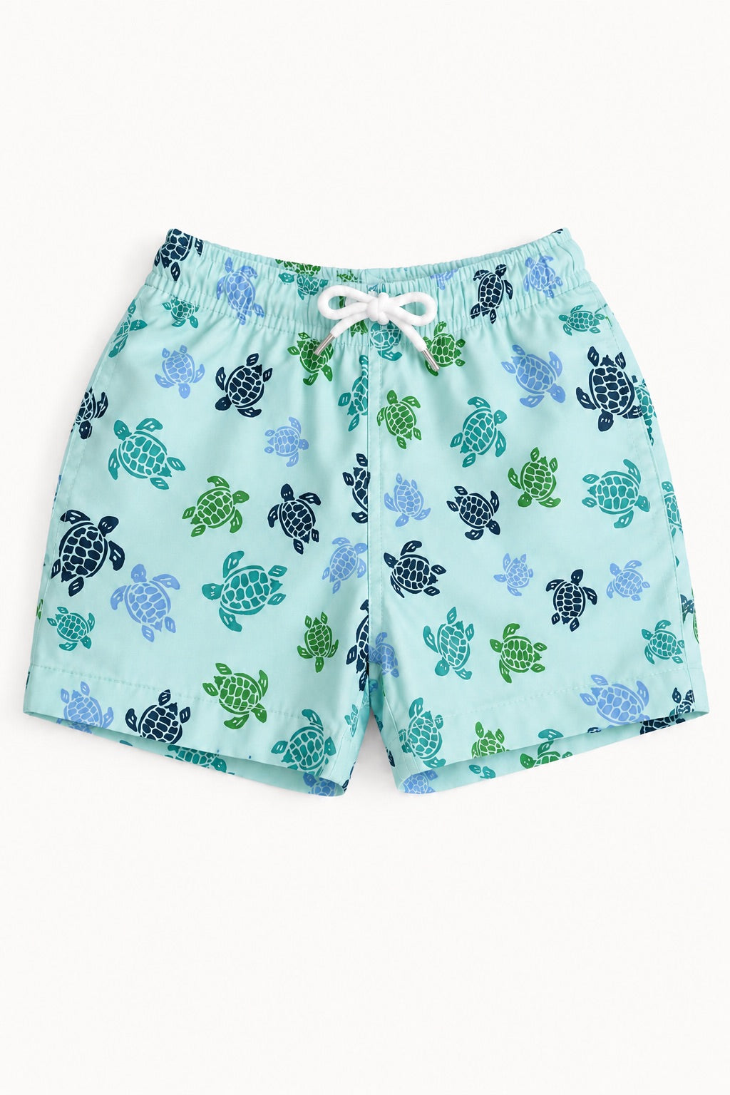 Boys Swim Shorts - Turtle Print Sky Blue