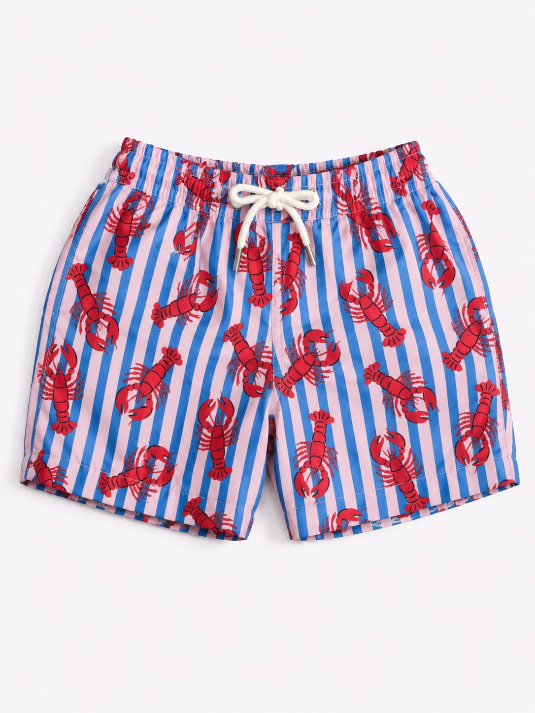Boys Swim Shorts - Lobster Print Stripe Blue