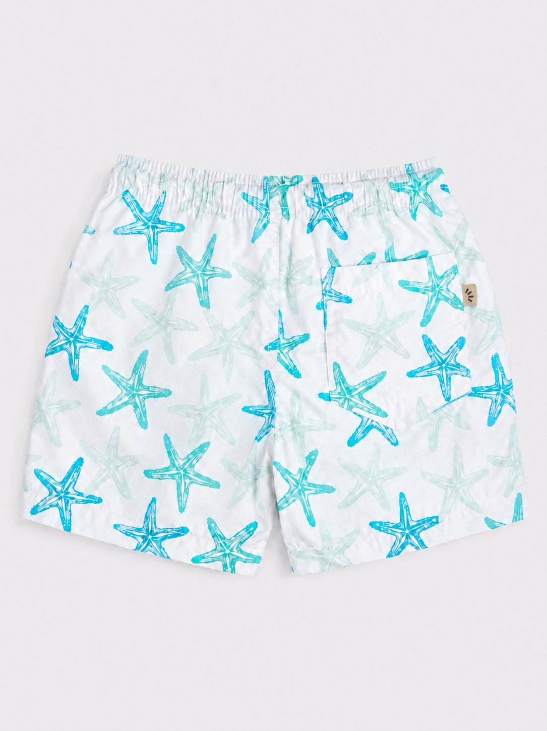 Boys Swim Shorts - Starfish Print White