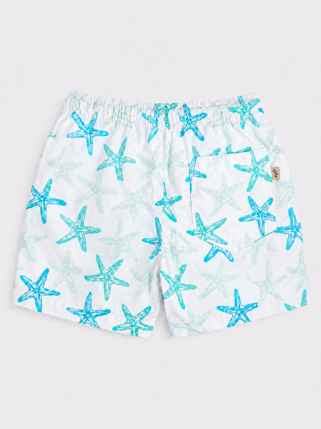 Boys Swim Shorts - Starfish Print White