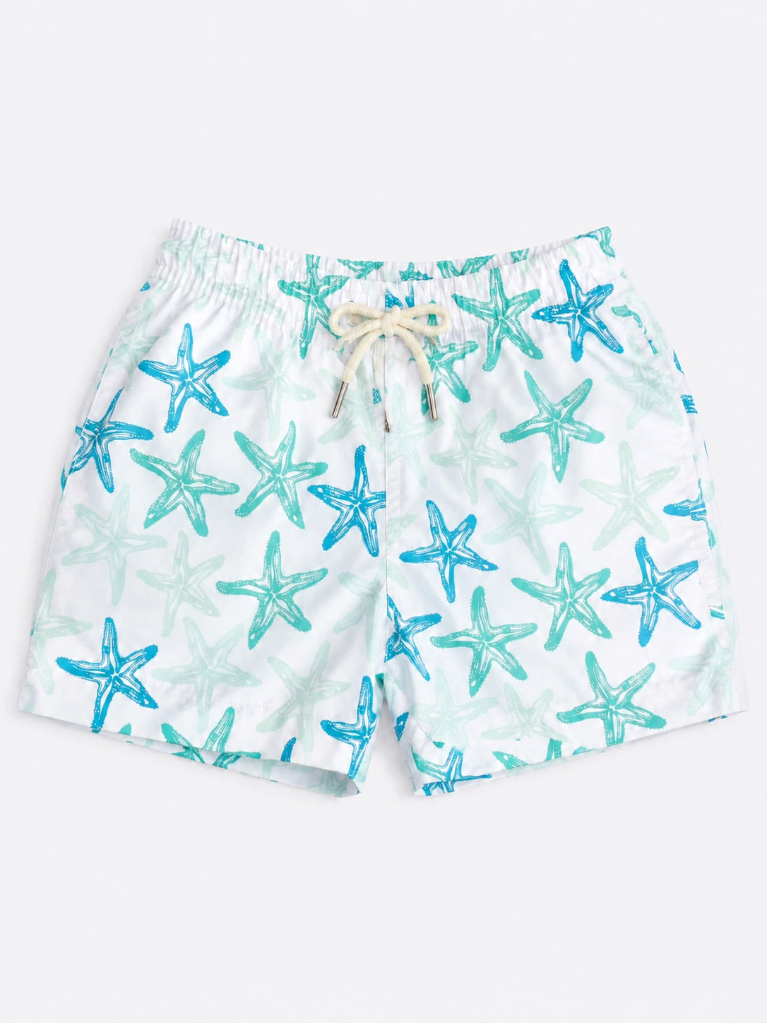 Boys Swim Shorts - Starfish Print White