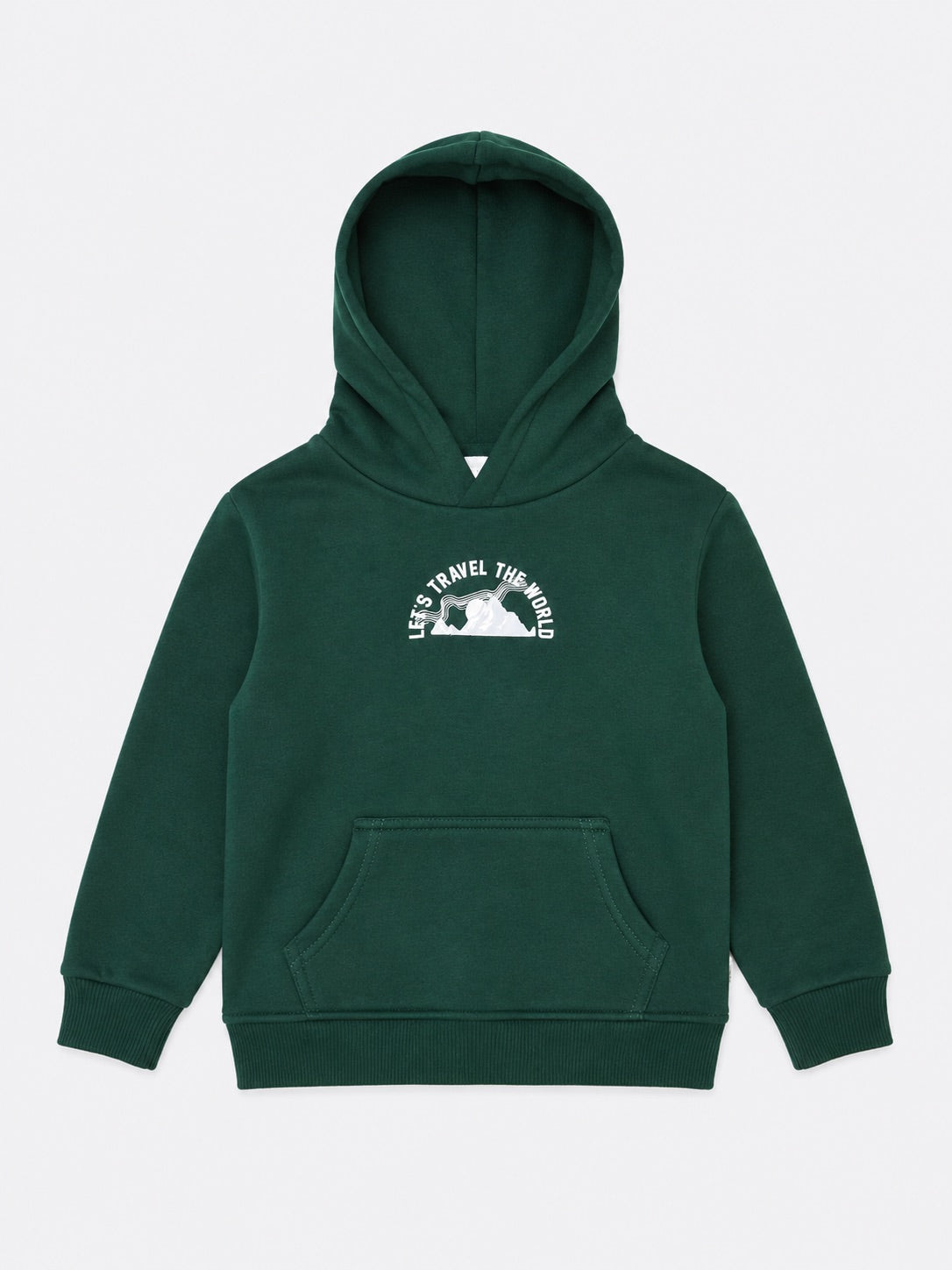 Boys Fleece Hoodies - Let's Travel the World Print Green