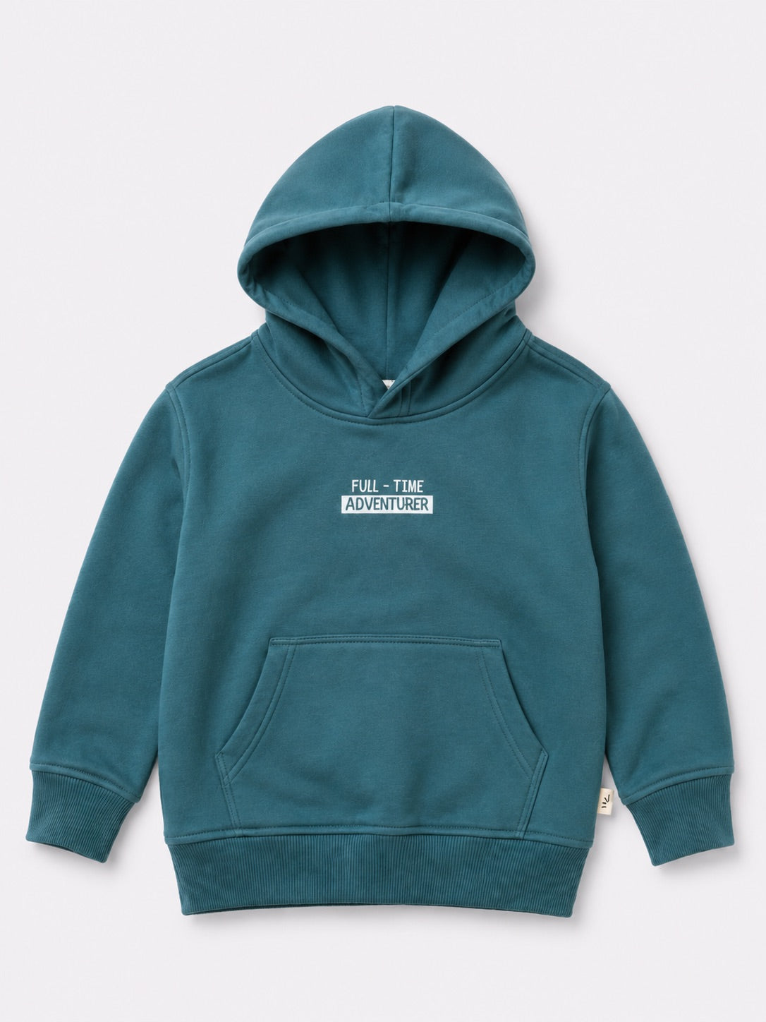 Boys Fleece Hoodies - Full time Adventure Print Teal Green
