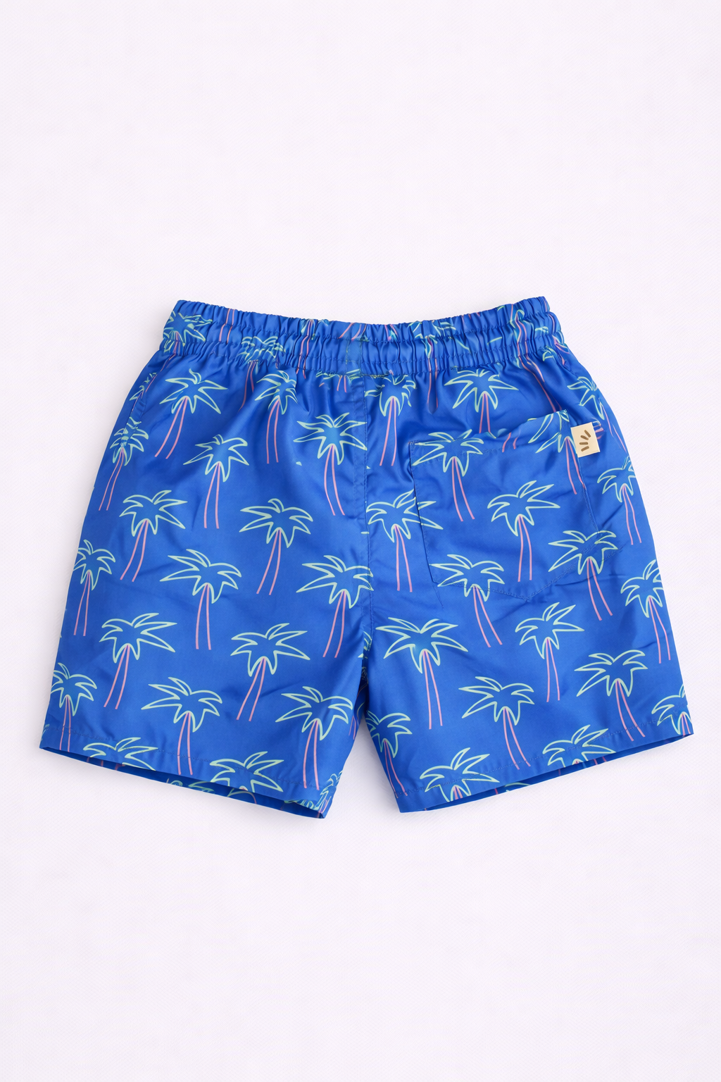 Boys Swim Shorts – Palm Tree Print Blue