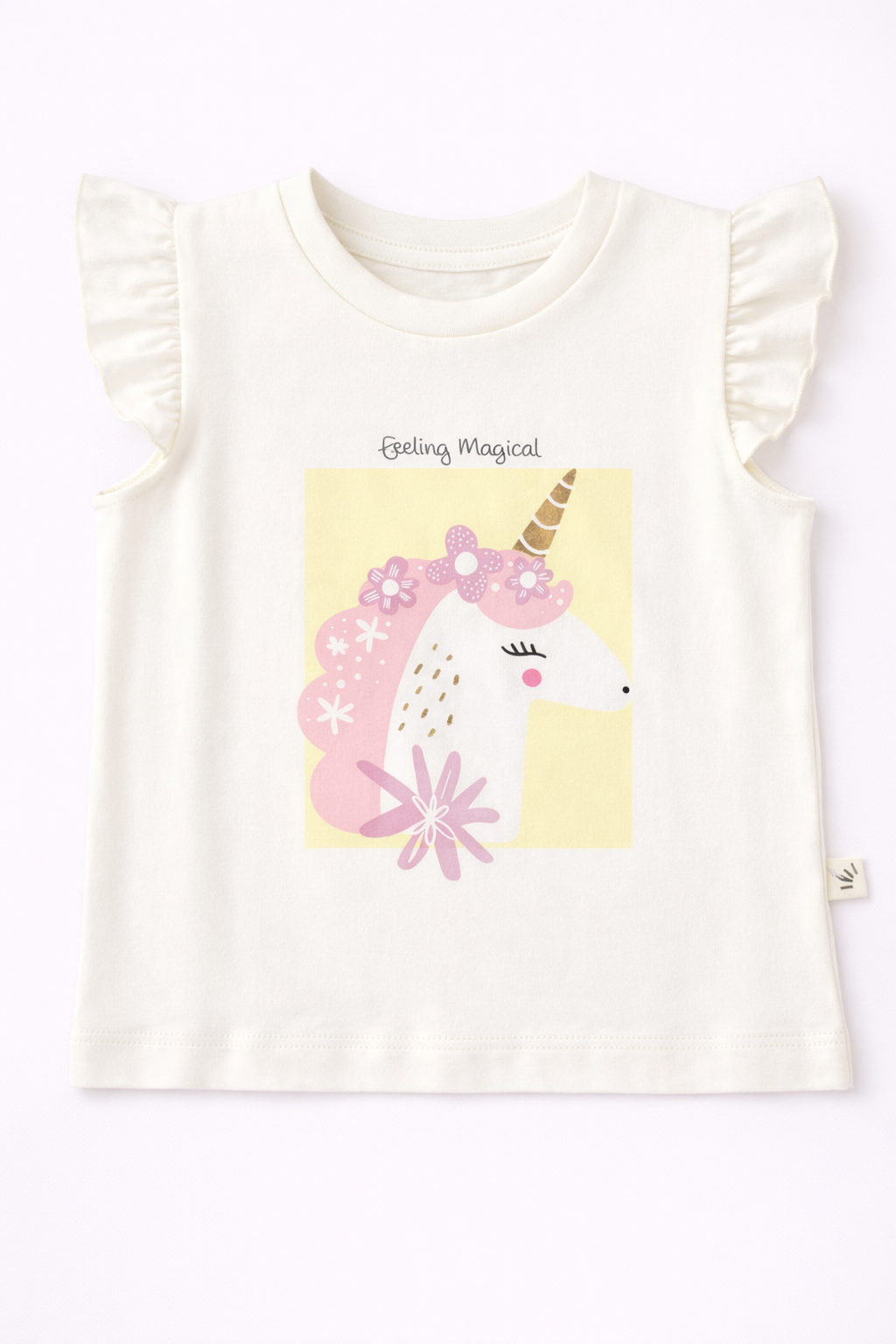 Girls Cotton T-shirt - Unicorn Print White