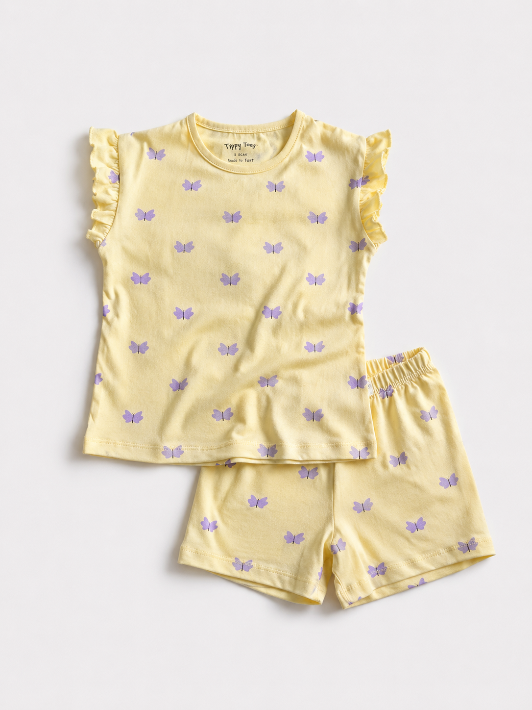 Girl Cotton Summer Pyjamas - Butterfly Yellow