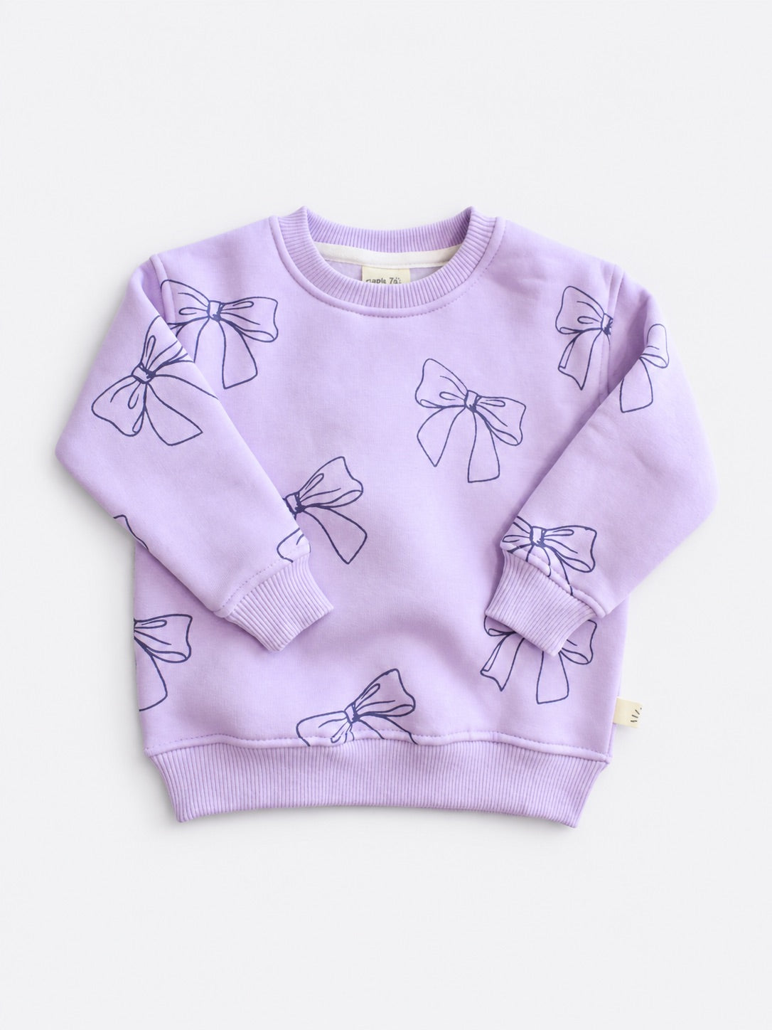 Girls Fleece Sweatshirt - Bow Print Lavender