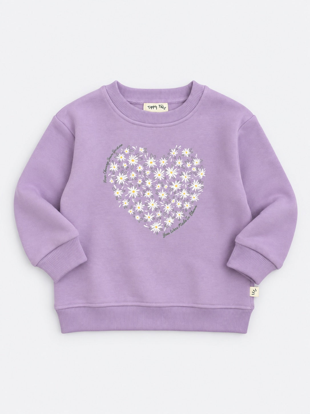 Girls Fleece Sweatshirt - Heart Print Mauve