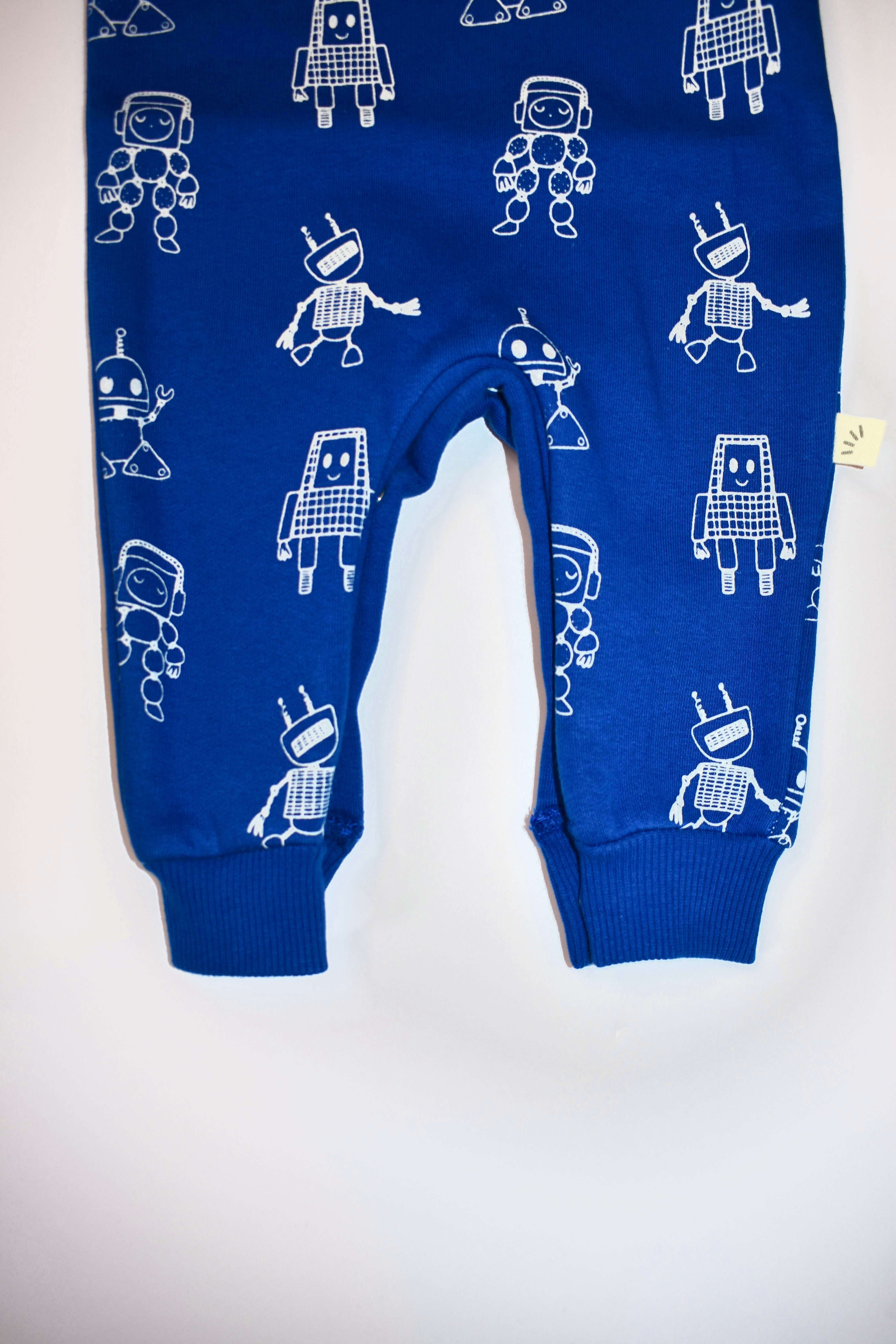 Baby Fleece Cotton Romper – Robot Print Blue
