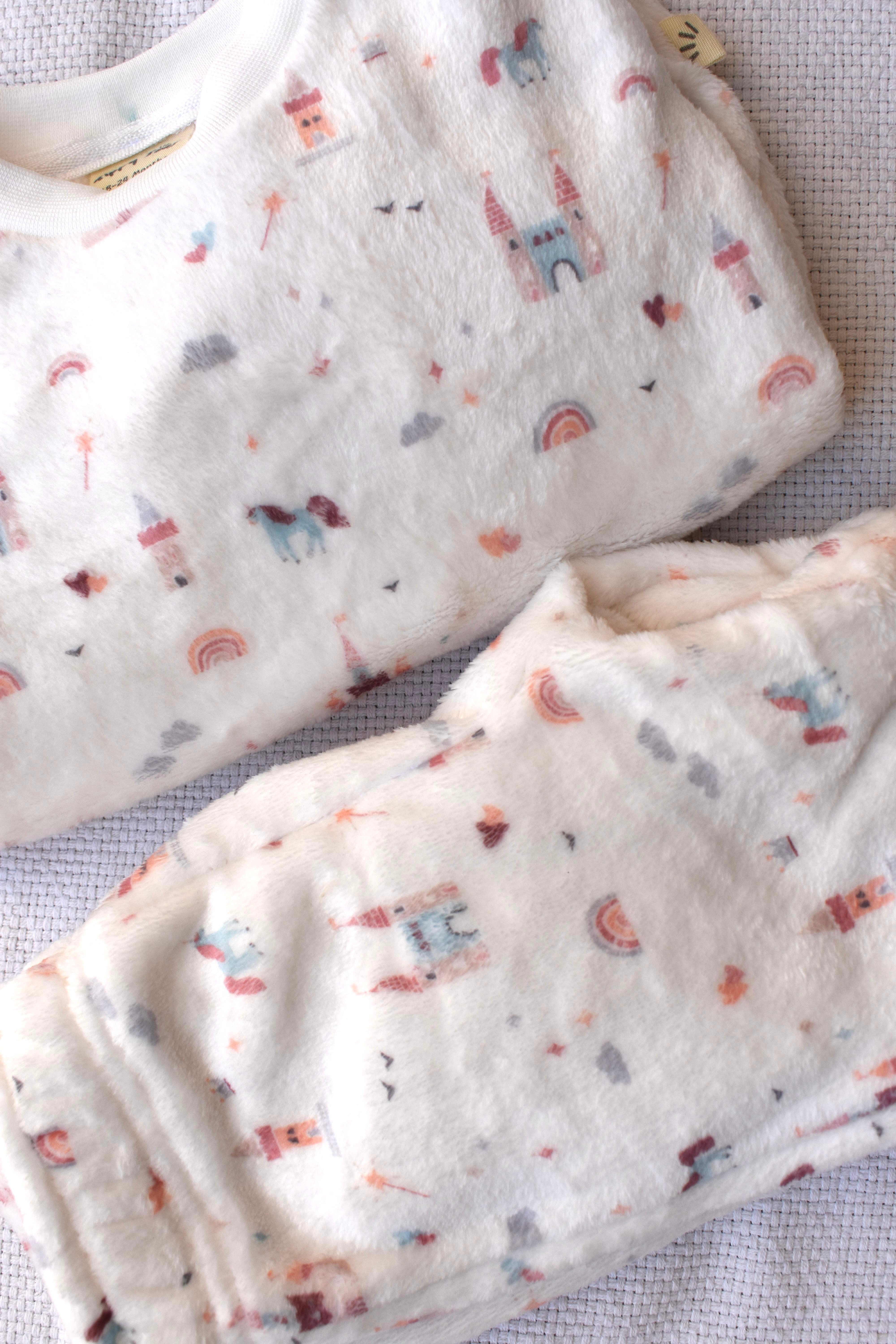 Fleece Pyjama - Fairytale Print White