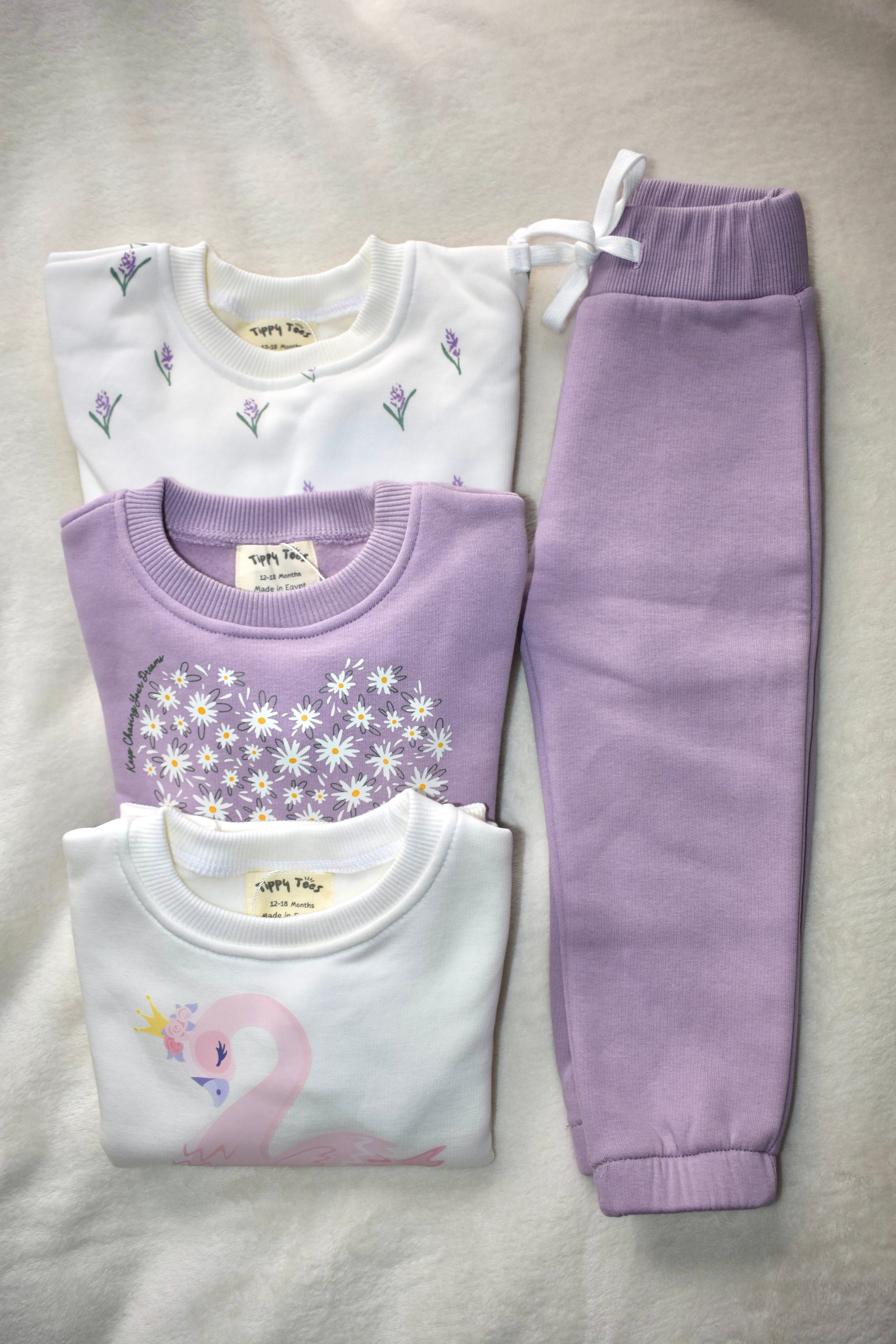 Girls Fleece Cotton Joggers - Mauve
