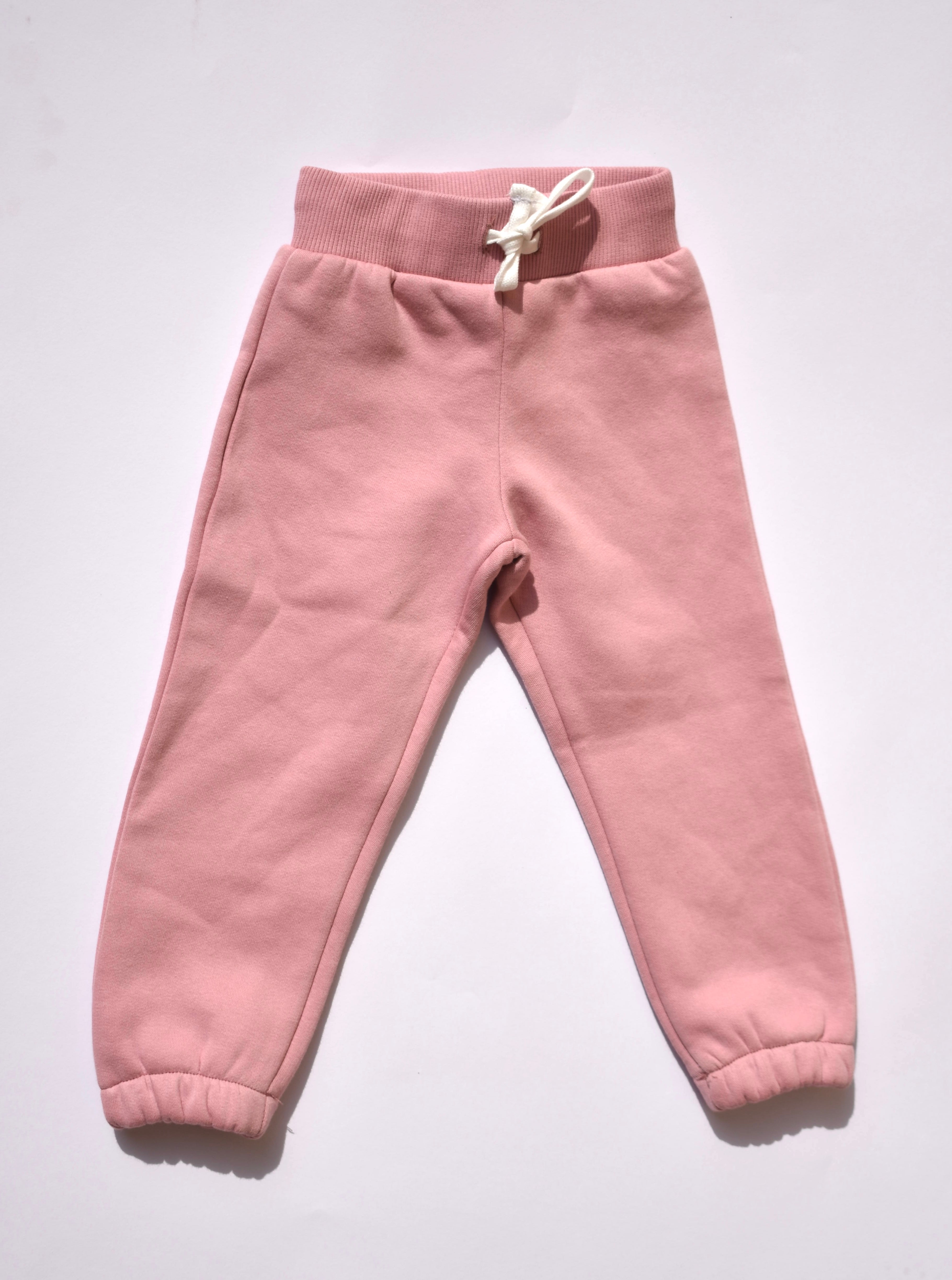 Girls Fleece Cotton Joggers - Blush