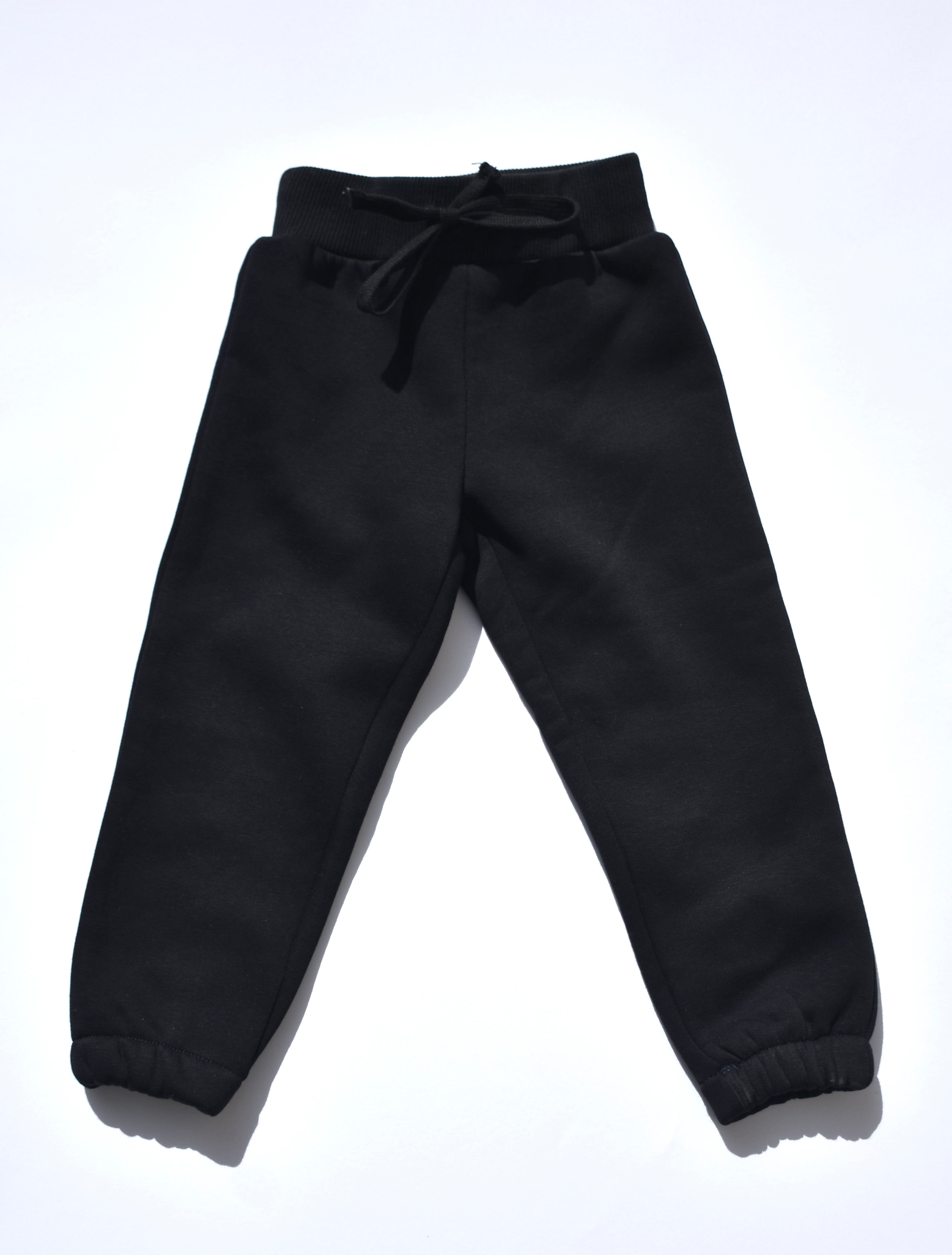 Girls Fleece Cotton Joggers - Black