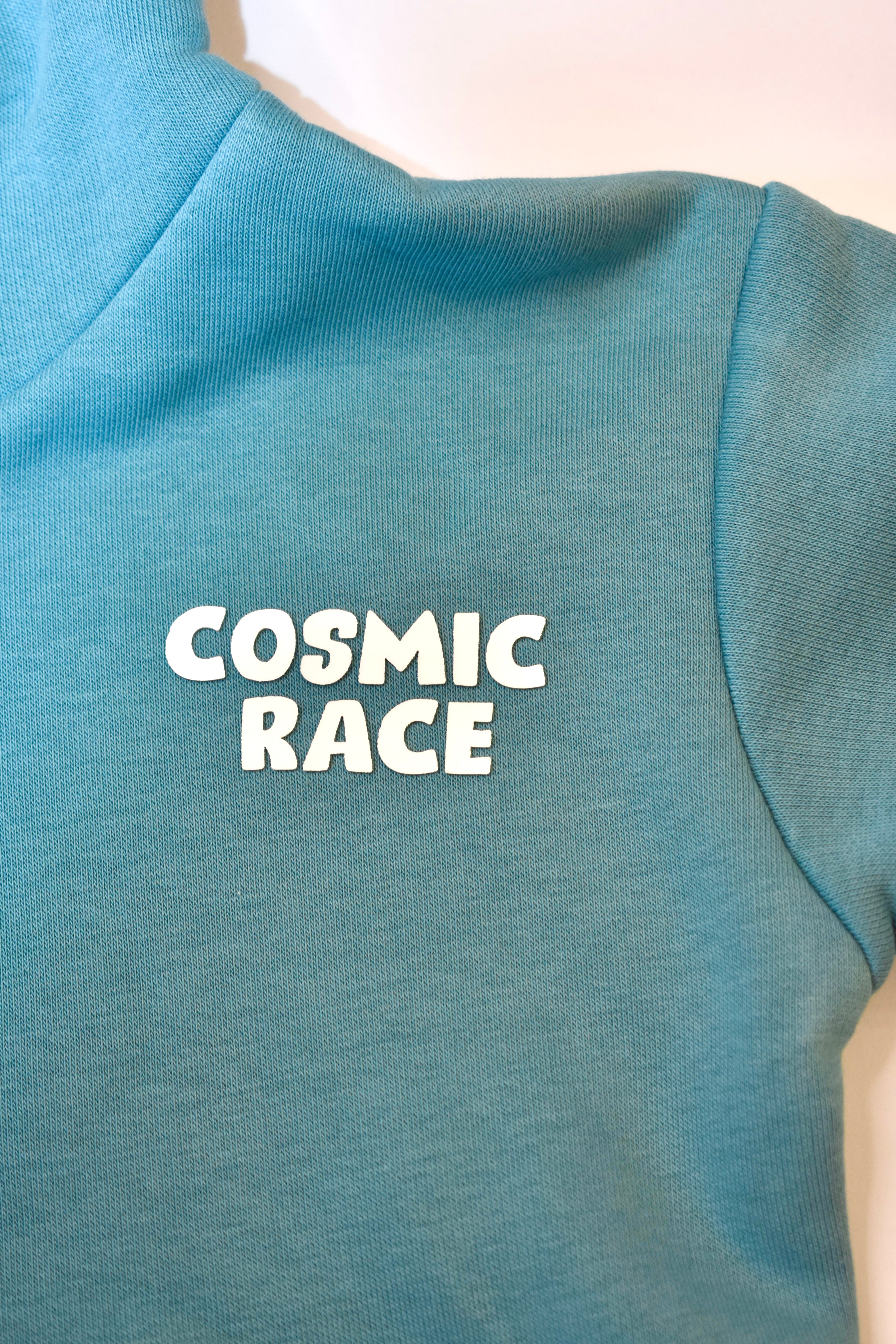 Boys Fleece Hoodies - Cosmic Race Print Teal Green