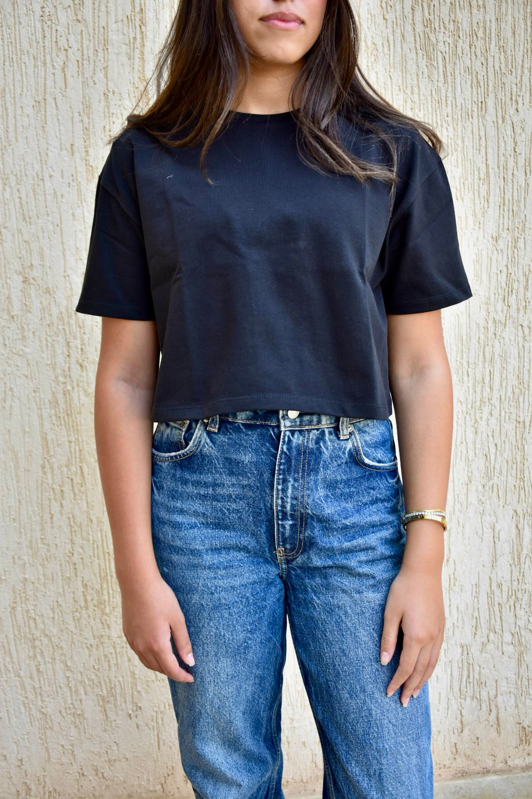 Women Cotton Basic T-shirts - Black