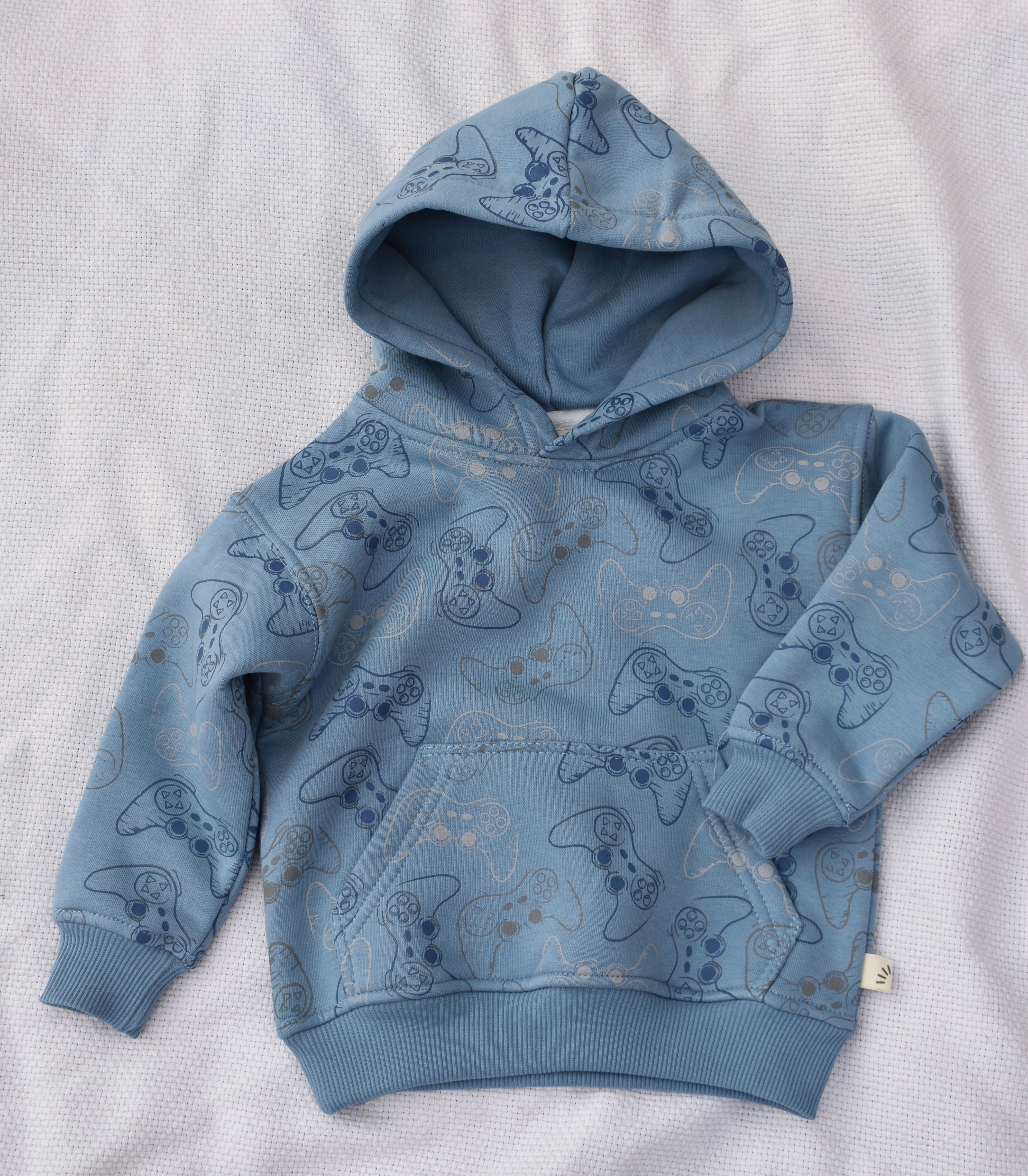Boys Fleece Hoodies - Console Print Sky Blue