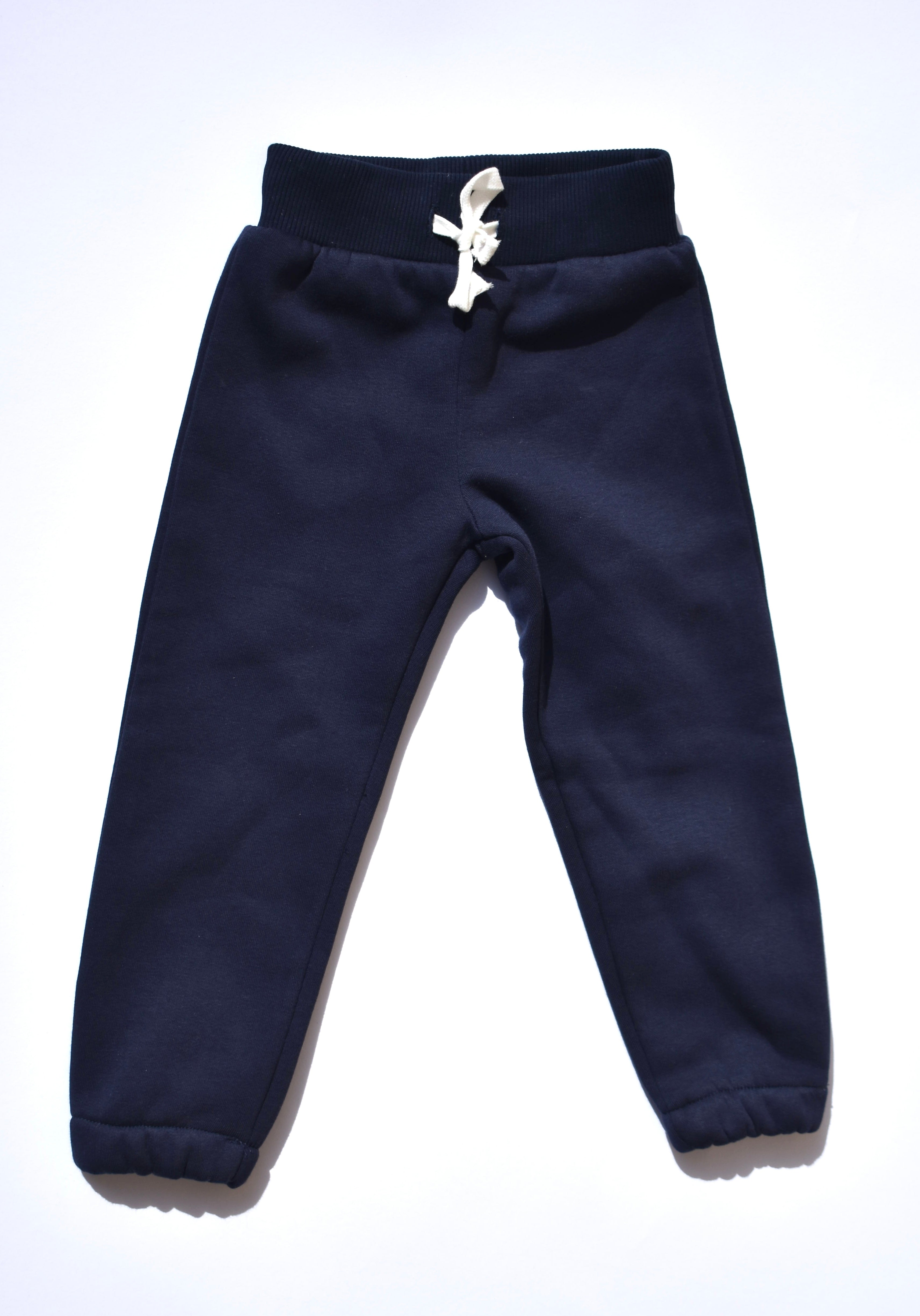 Girls Fleece Cotton Joggers - Navy Blue