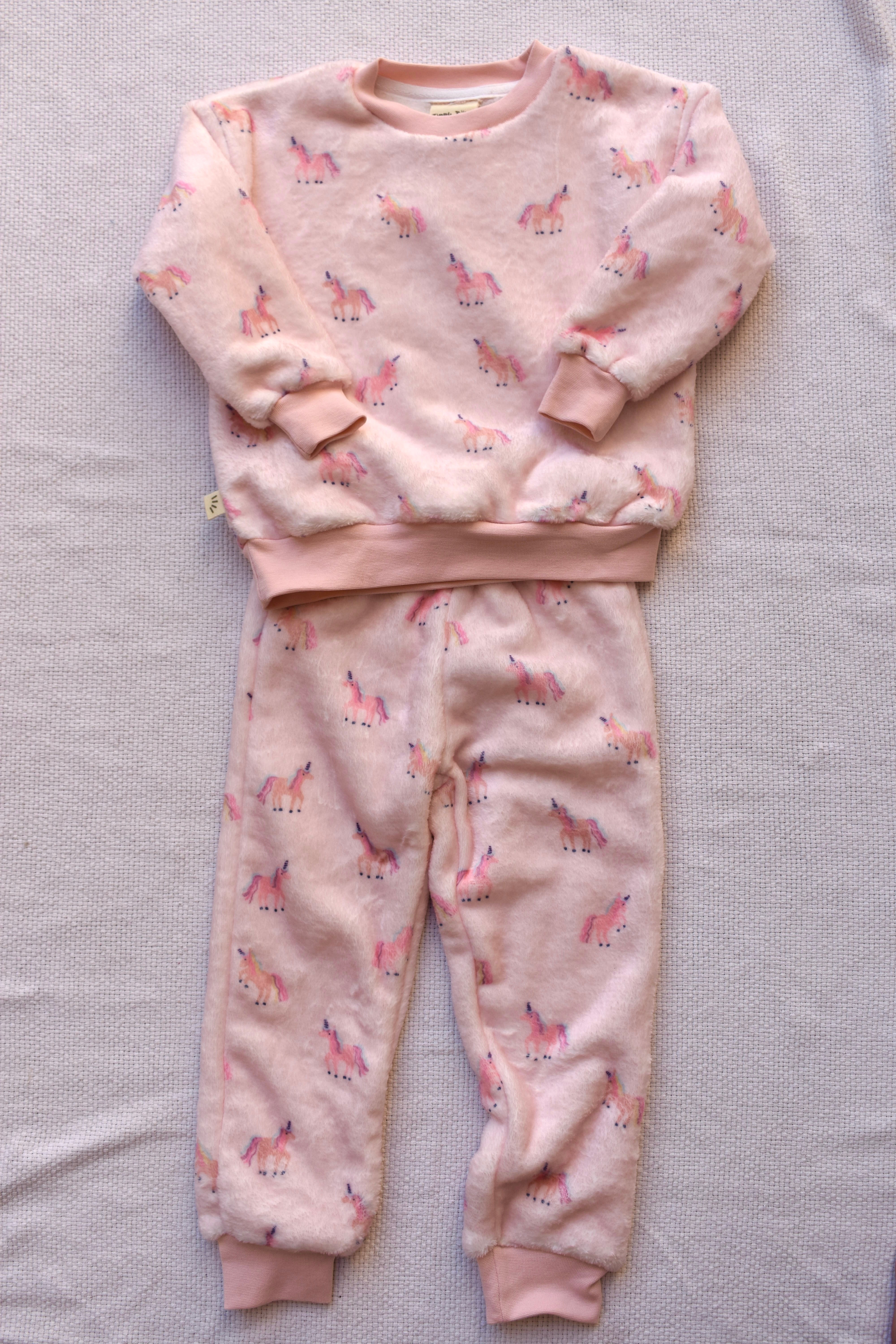 Fleece Pyjama - Unicorn Print Pink