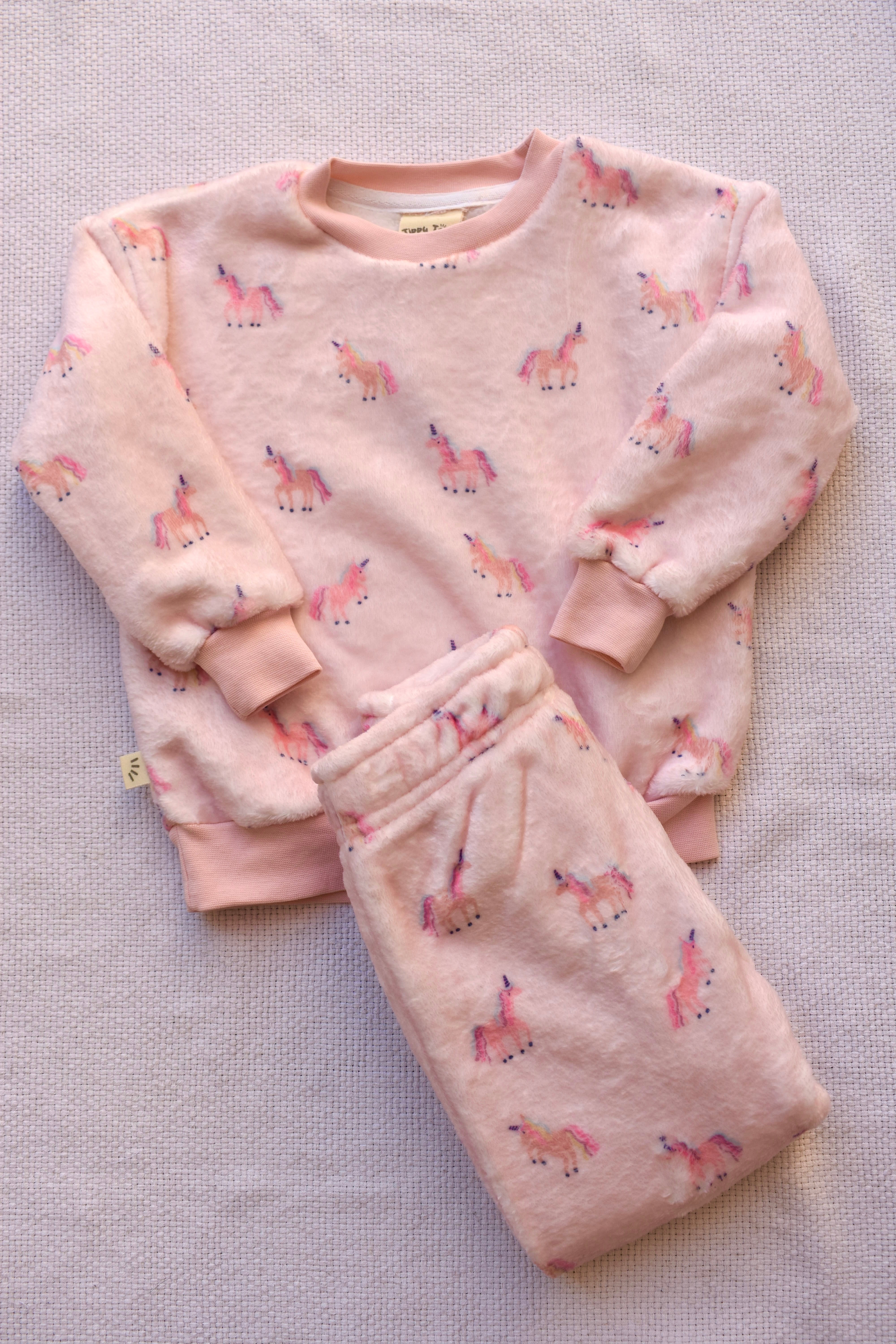 Fleece Pyjama - Unicorn Print Pink
