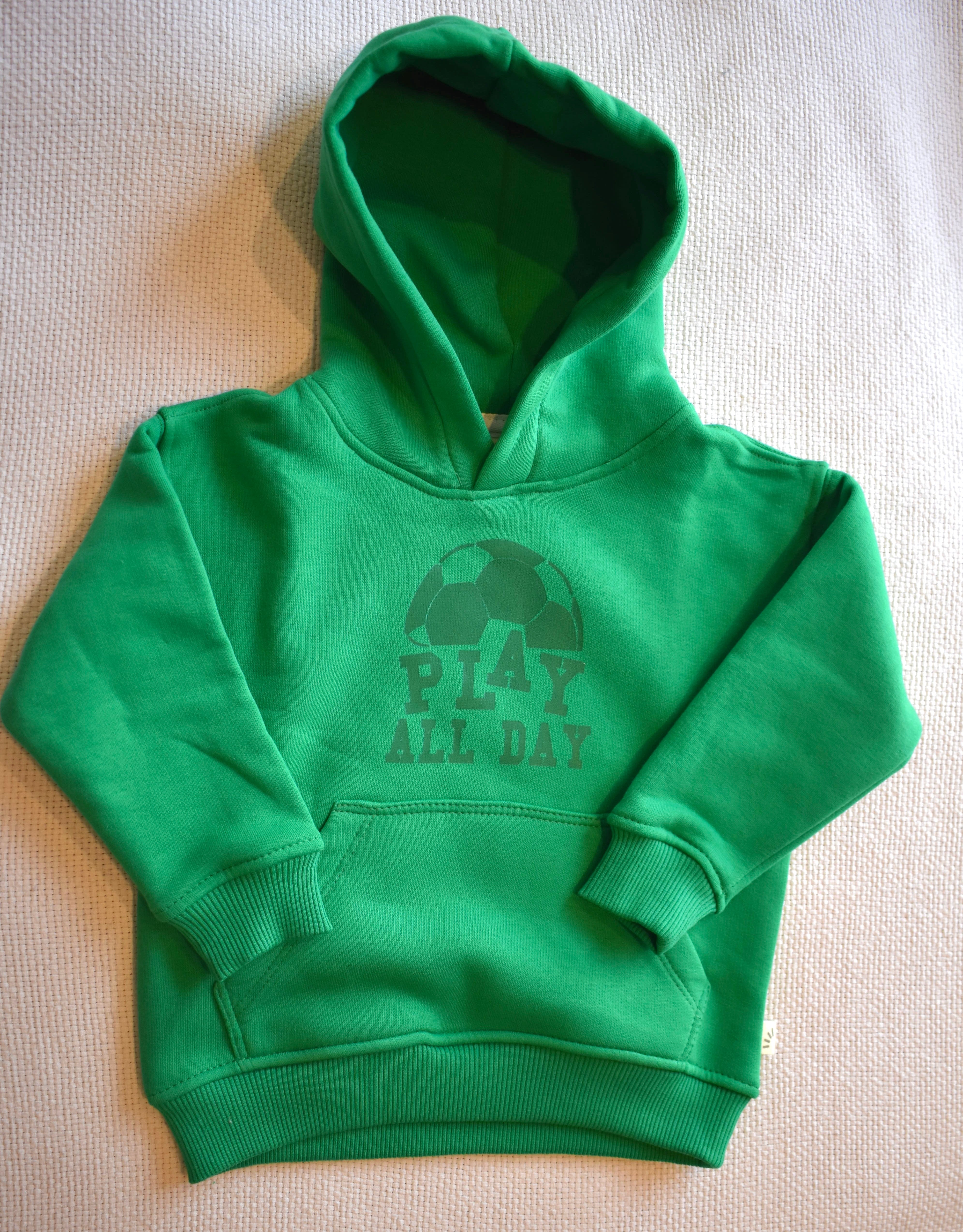 Boys Fleece Hoodies - Play All Day Print Green