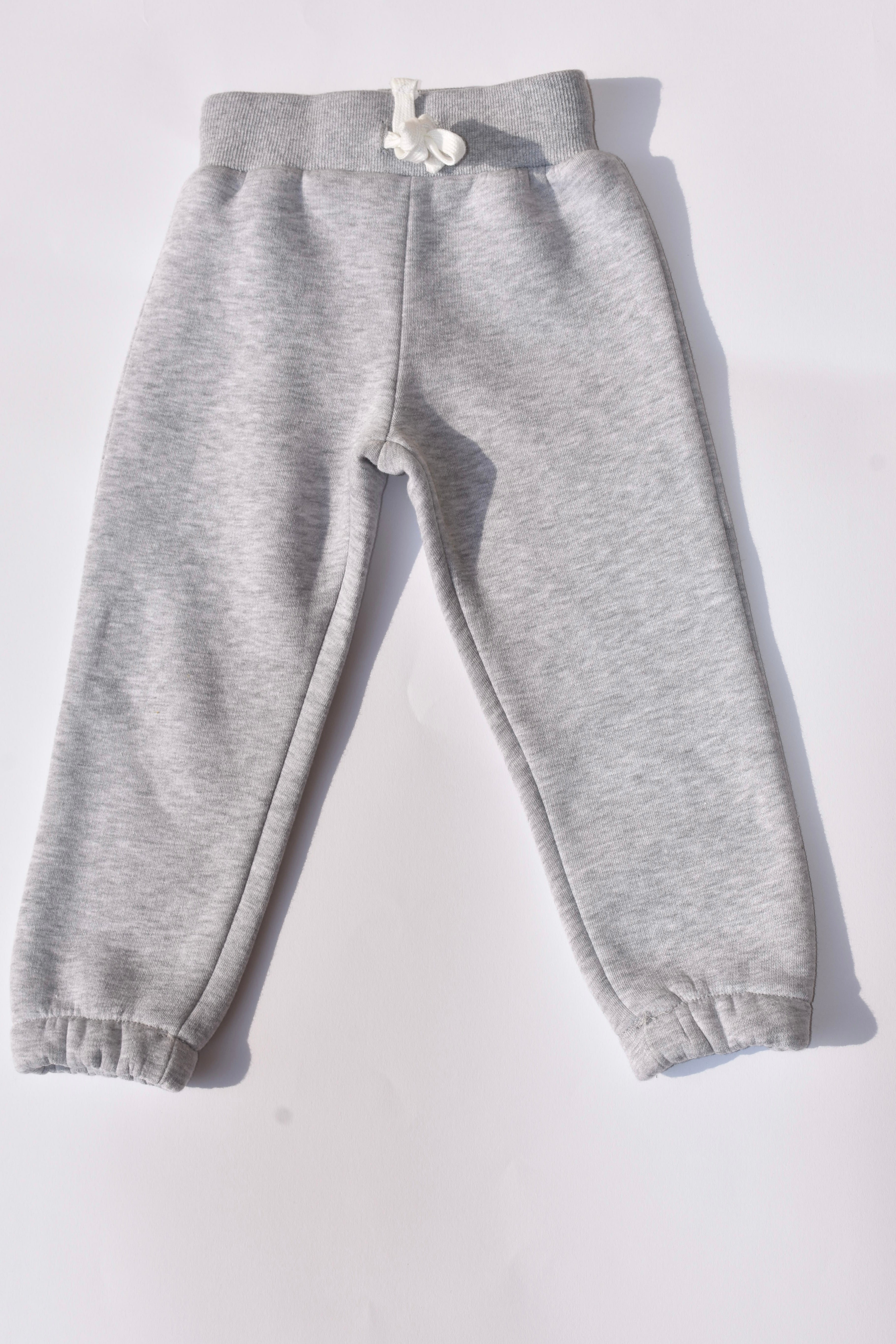 Girls Fleece Cotton Joggers - Grey