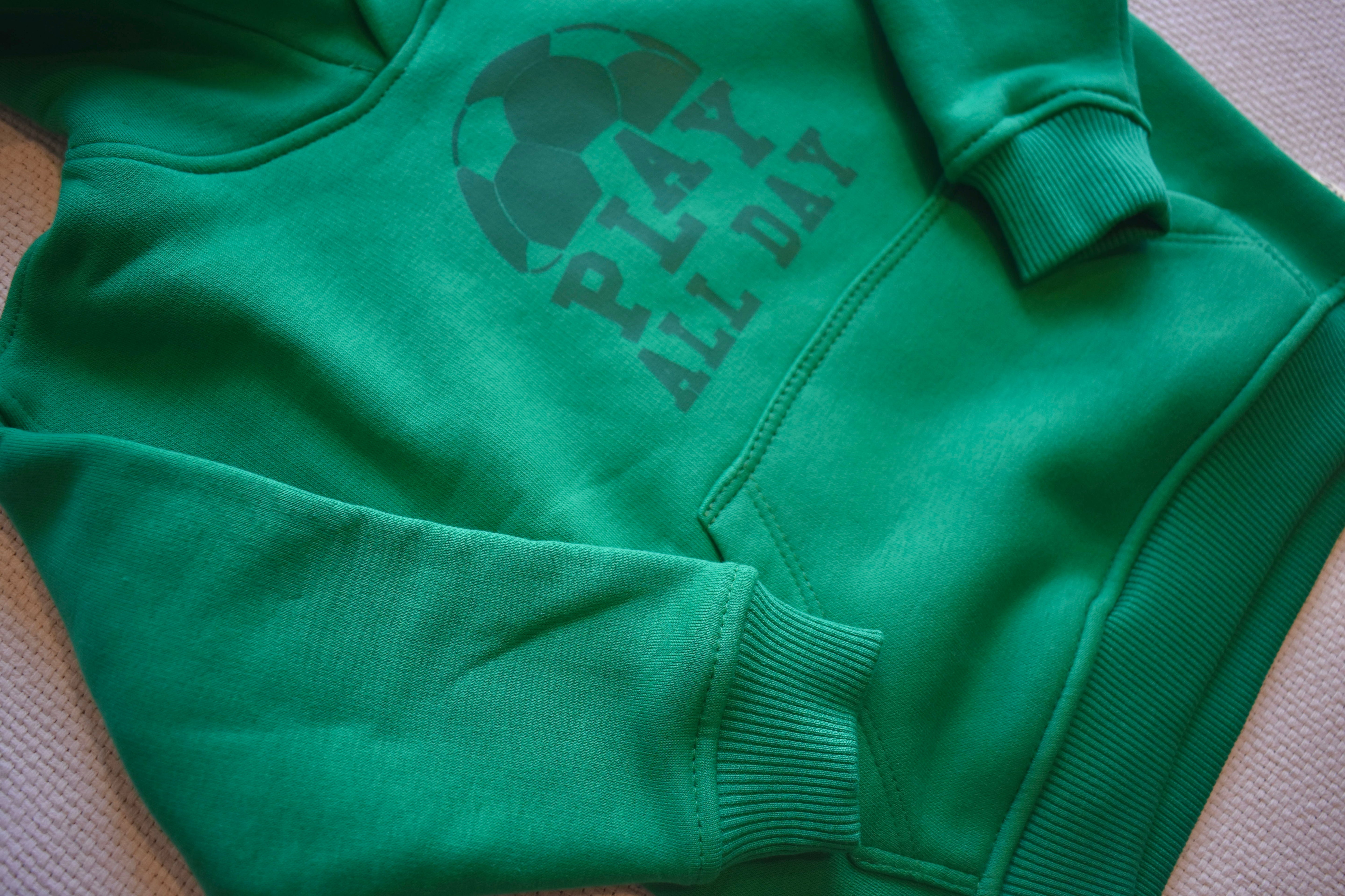Boys Fleece Hoodies - Play All Day Print Green