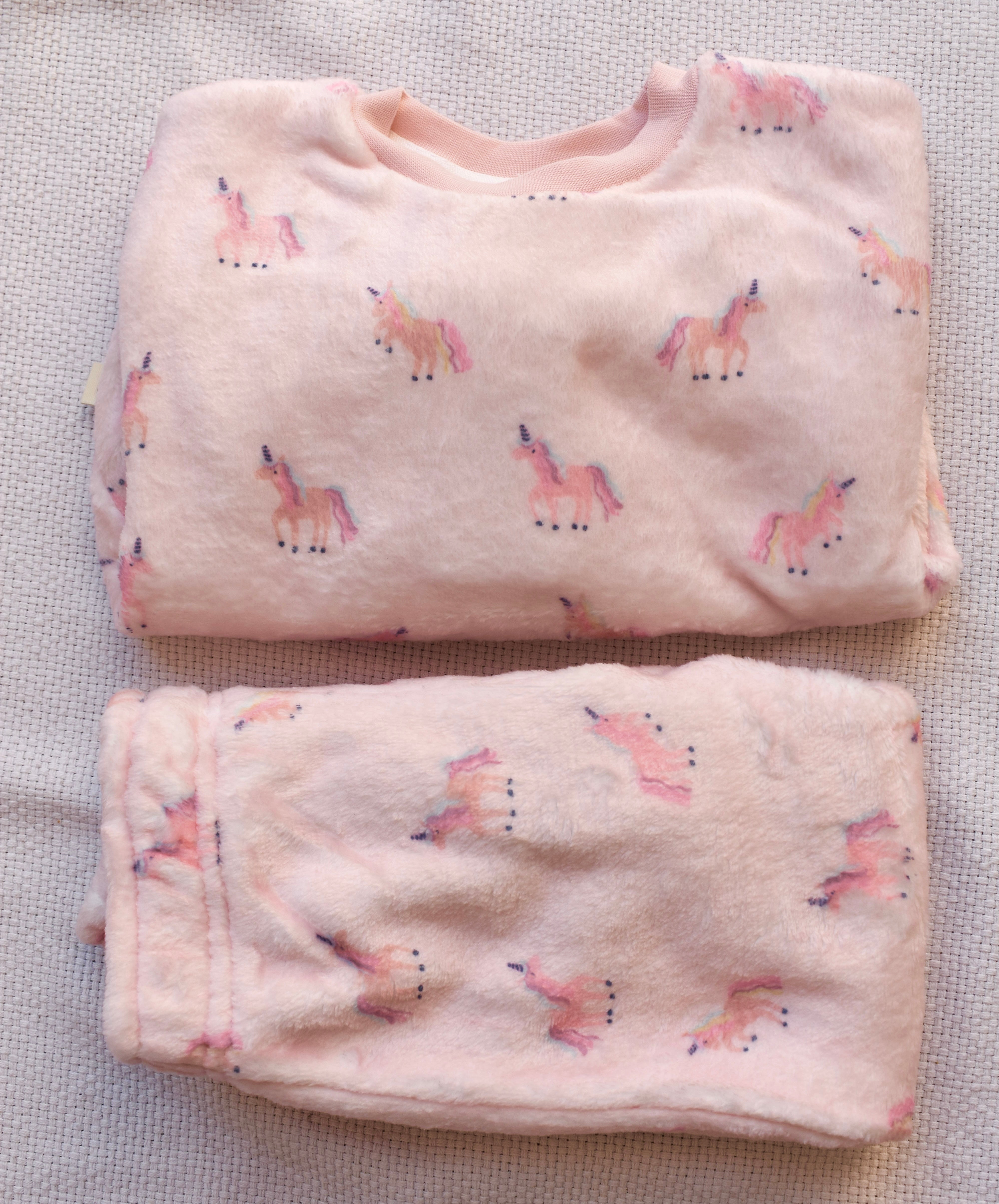 Fleece Pyjama - Unicorn Print Pink
