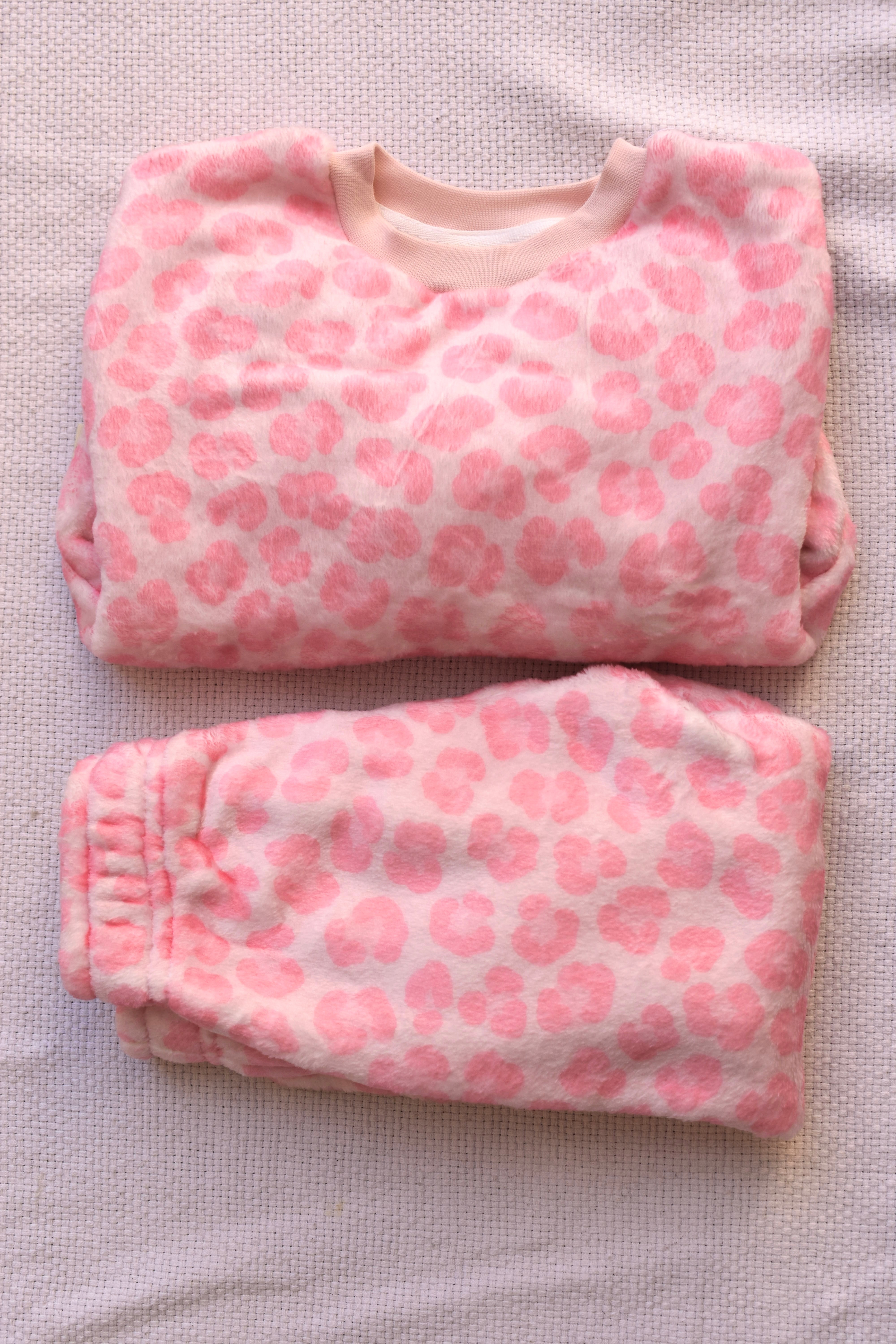 Fleece Pyjama - Leopard Print Pink