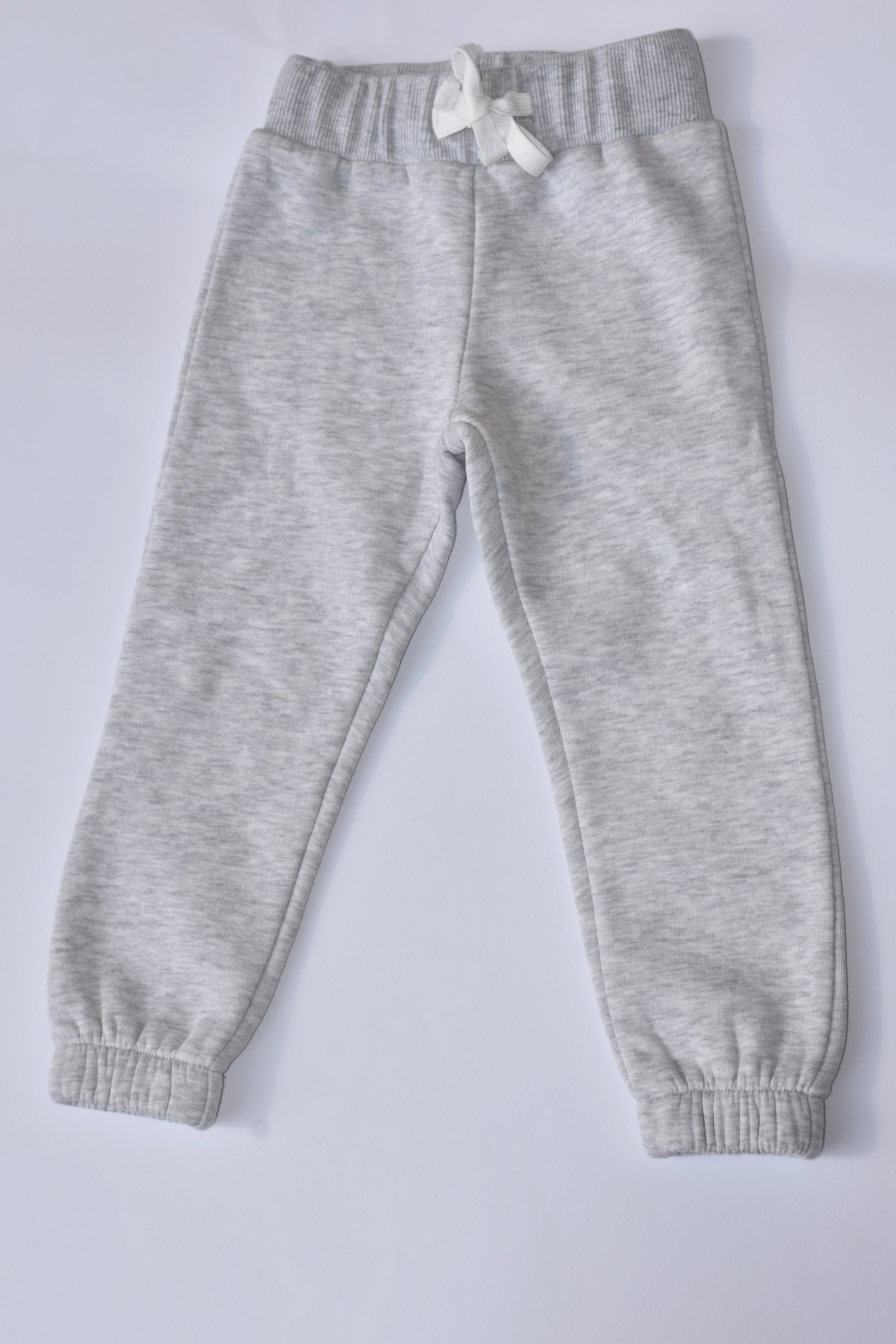 Girls Fleece Cotton Joggers - Light Grey