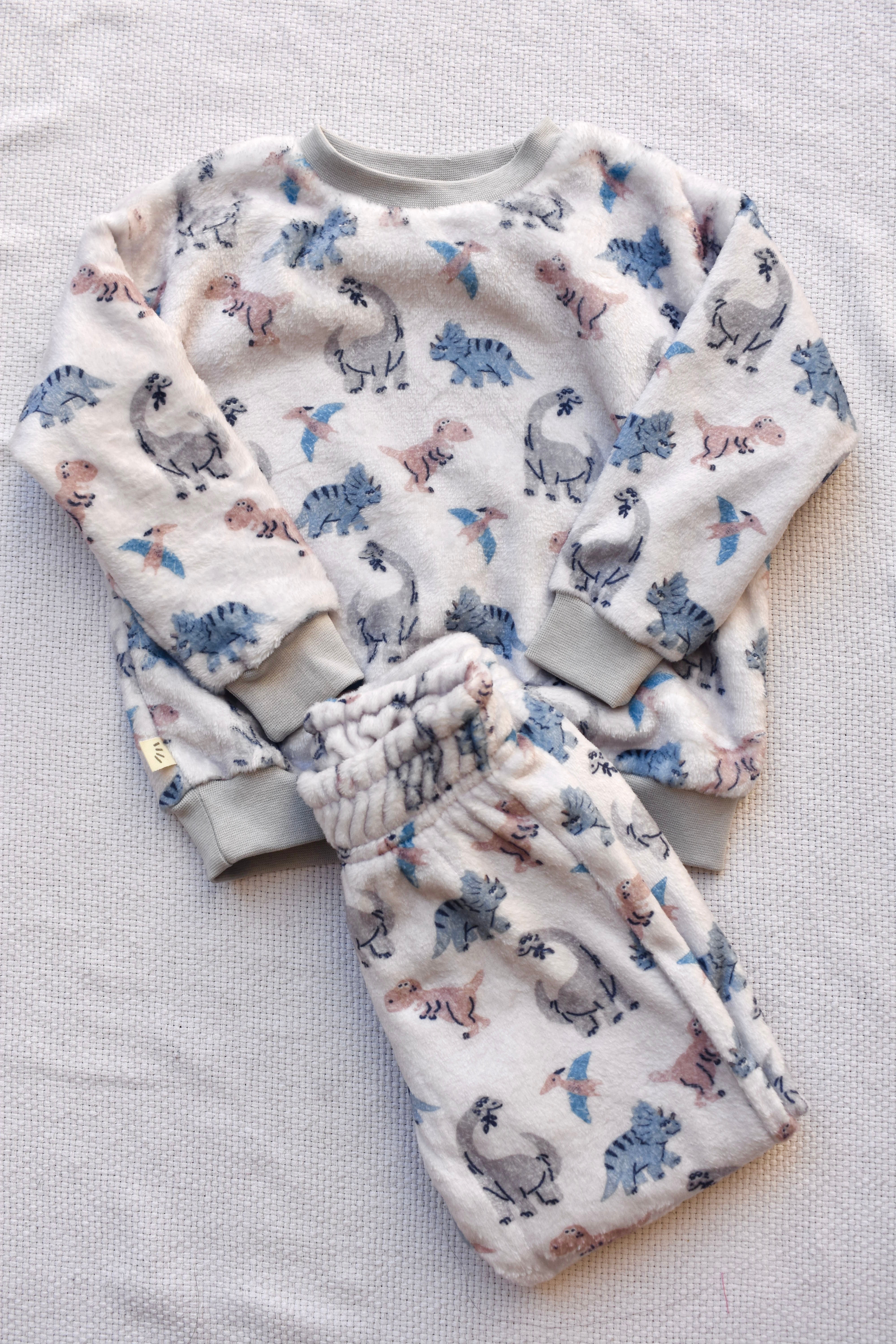 Fleece Pyjama - Dino Print Grey