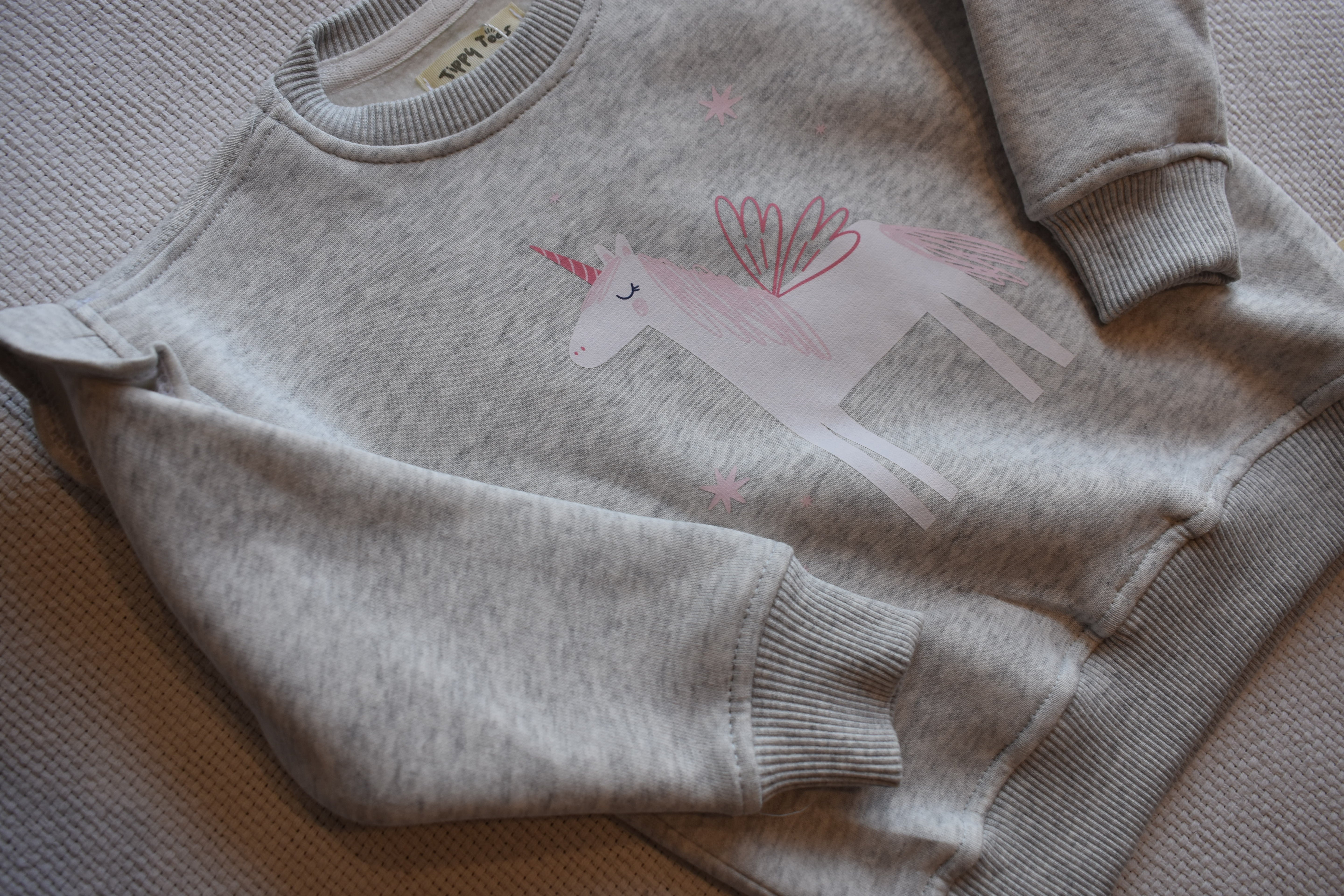 Girls Fleece Sweatshirt - Unicorn Print Grey